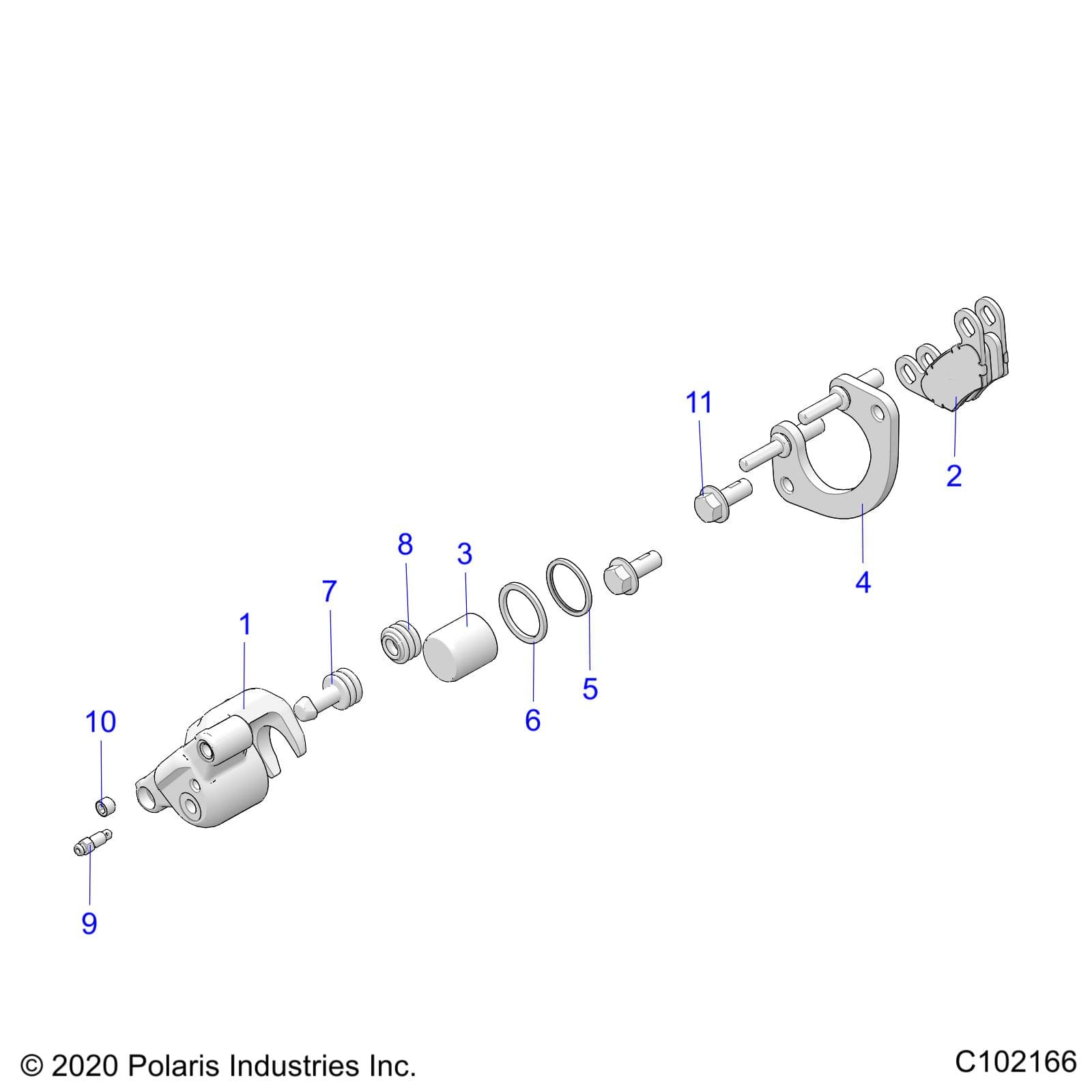 2026 SCRAMBLER 850 48" R02 - A26SVA85A4 β BRAKES, FRONT CALIPER - A26SVA85A4 (C102166) diagram