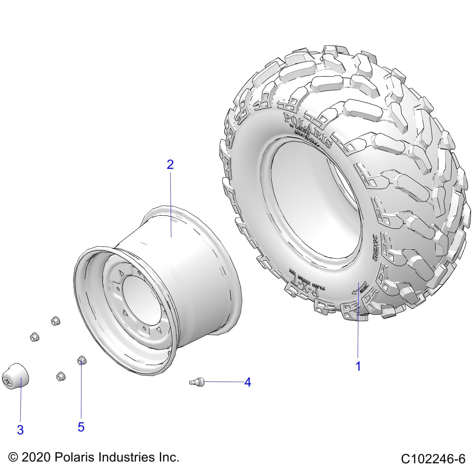 2026 SPORTSMAN 570 6X6 EPS 49S β WHEELS, REAR TIRE - A26SKE57A1 (C102246-6) diagram