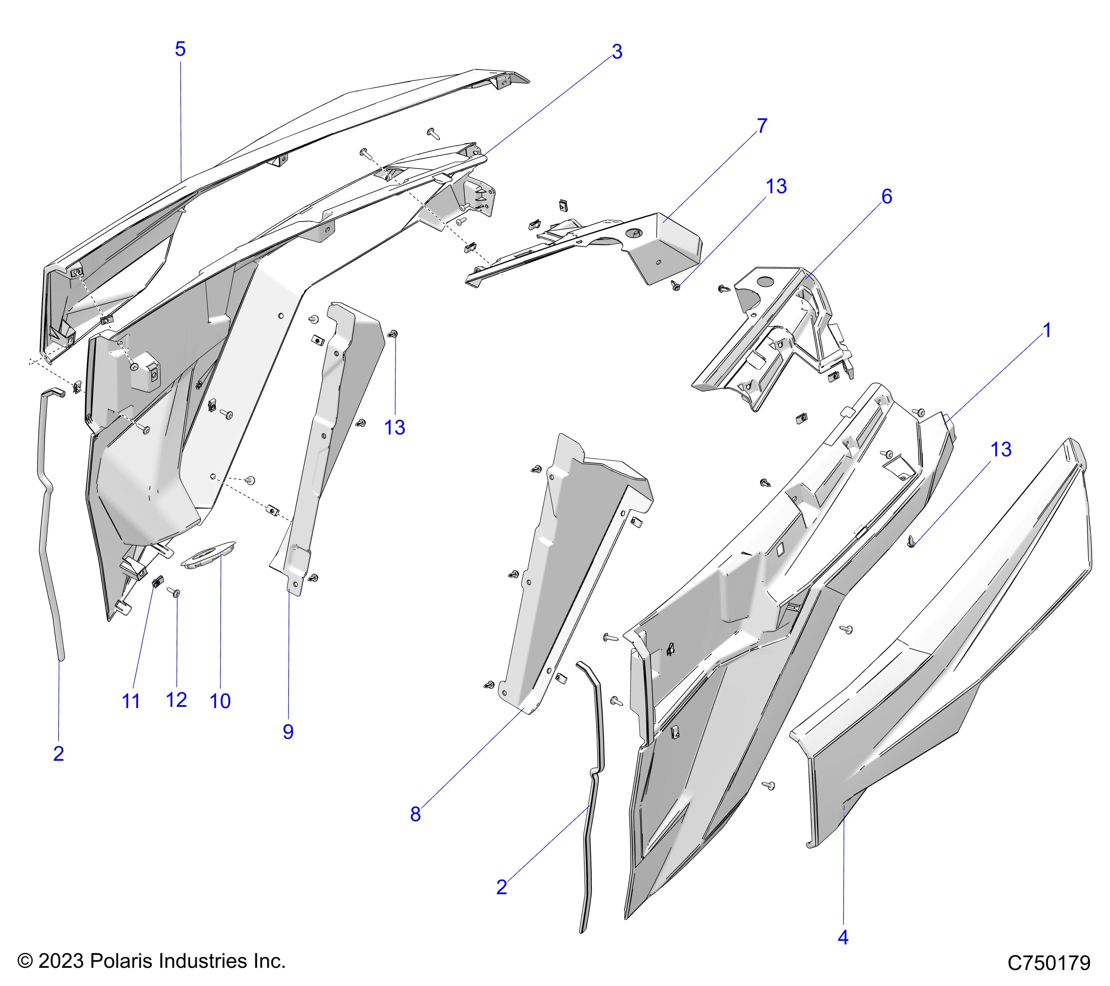 2026 RZR PRO R ULTIMATE β BODY, REAR FENDERS - Z26RPK2KAR/BR/AV/BV/AC/BC/AJ/BJ (C750179) diagram