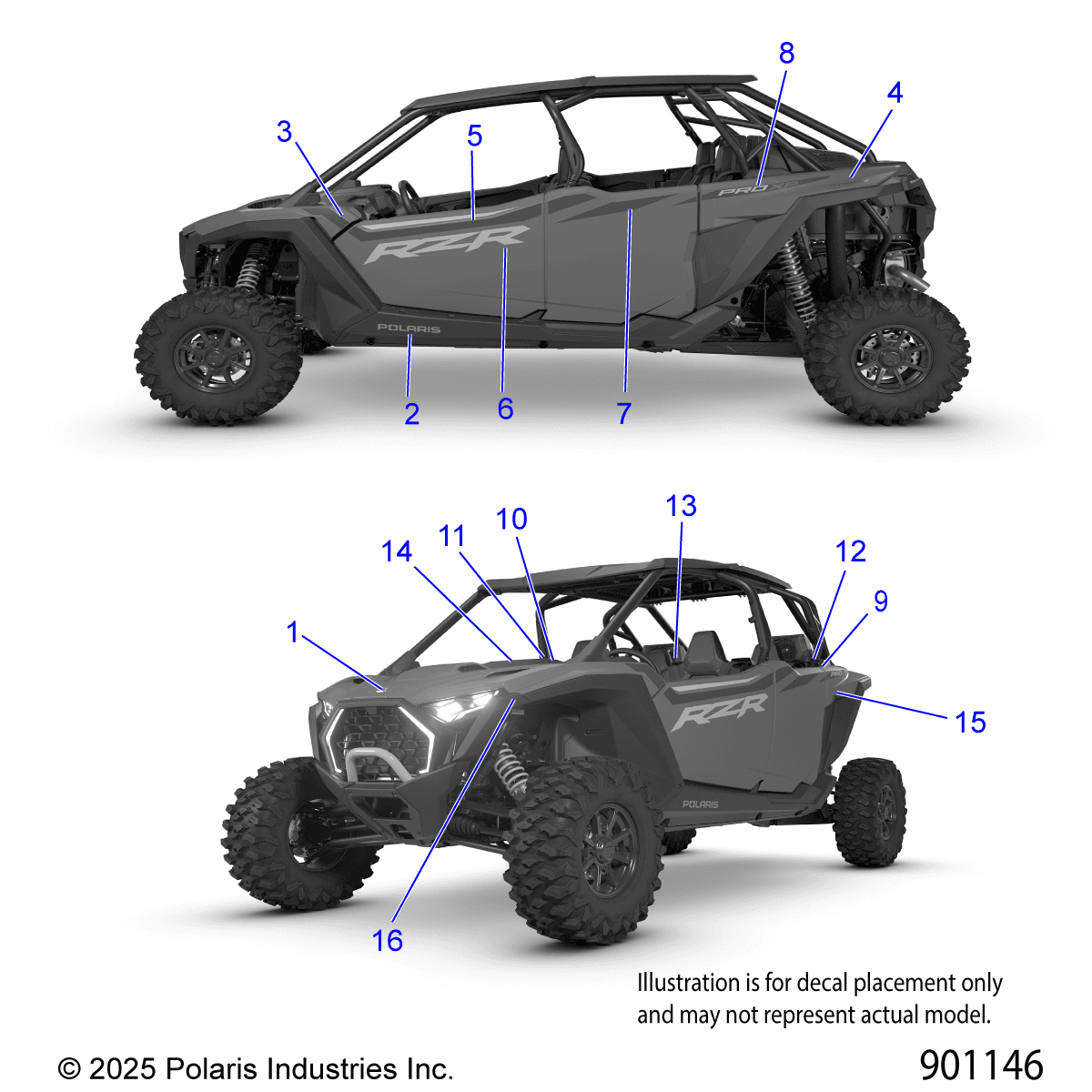 2026 RZR PRO XP 4 ULTIMATE β BODY, DECALS - Z26X4D92AH/BH/AN/BN (901146) diagram