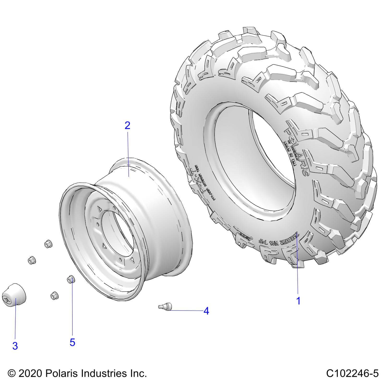 2026 SPORTSMAN 570 6X6 EPS 49S β WHEELS, FRONT TIRE - A26SKE57A1 (C102246-5) diagram