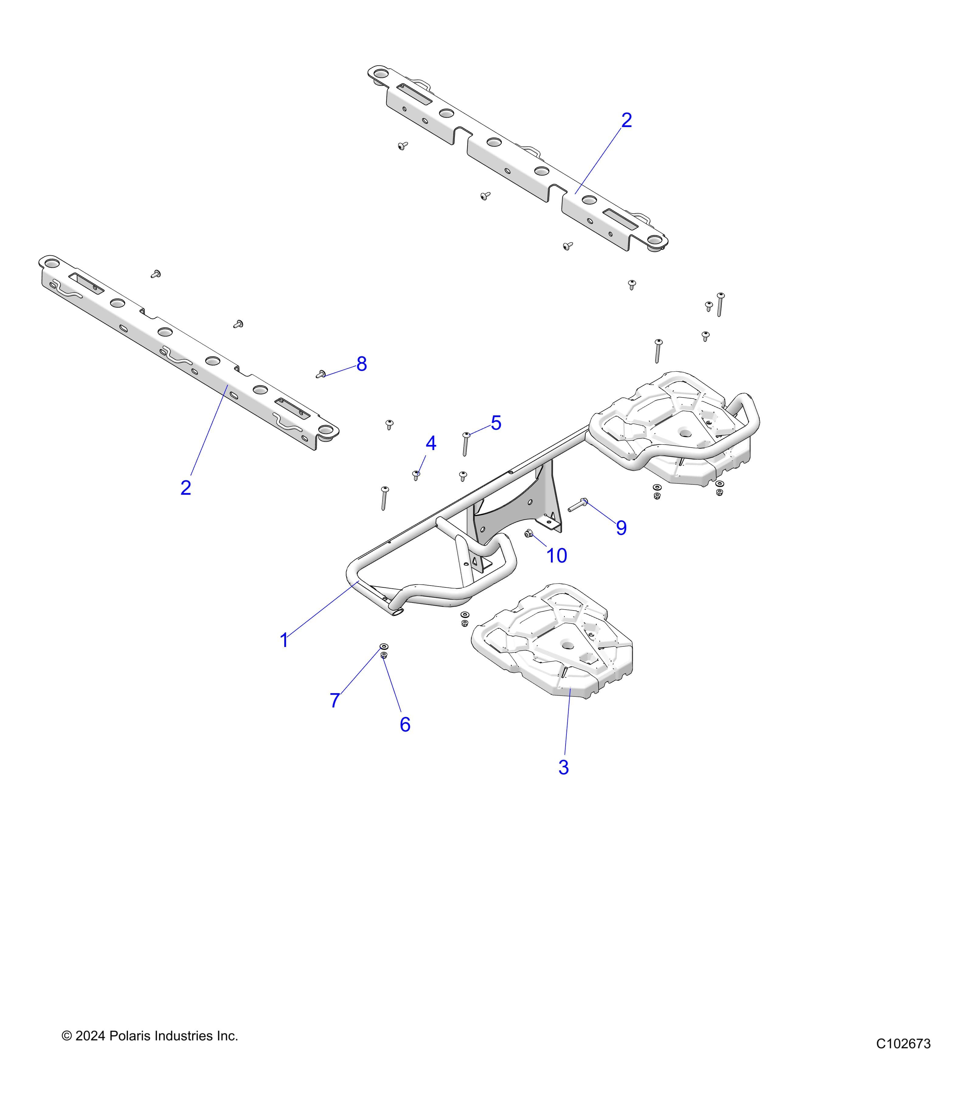 2026 SPORTSMAN 570 6X6 EPS 49S β BODY, REAR RACK and BOX SIDE RAILS - A26SKE57A1 (C102673) diagram