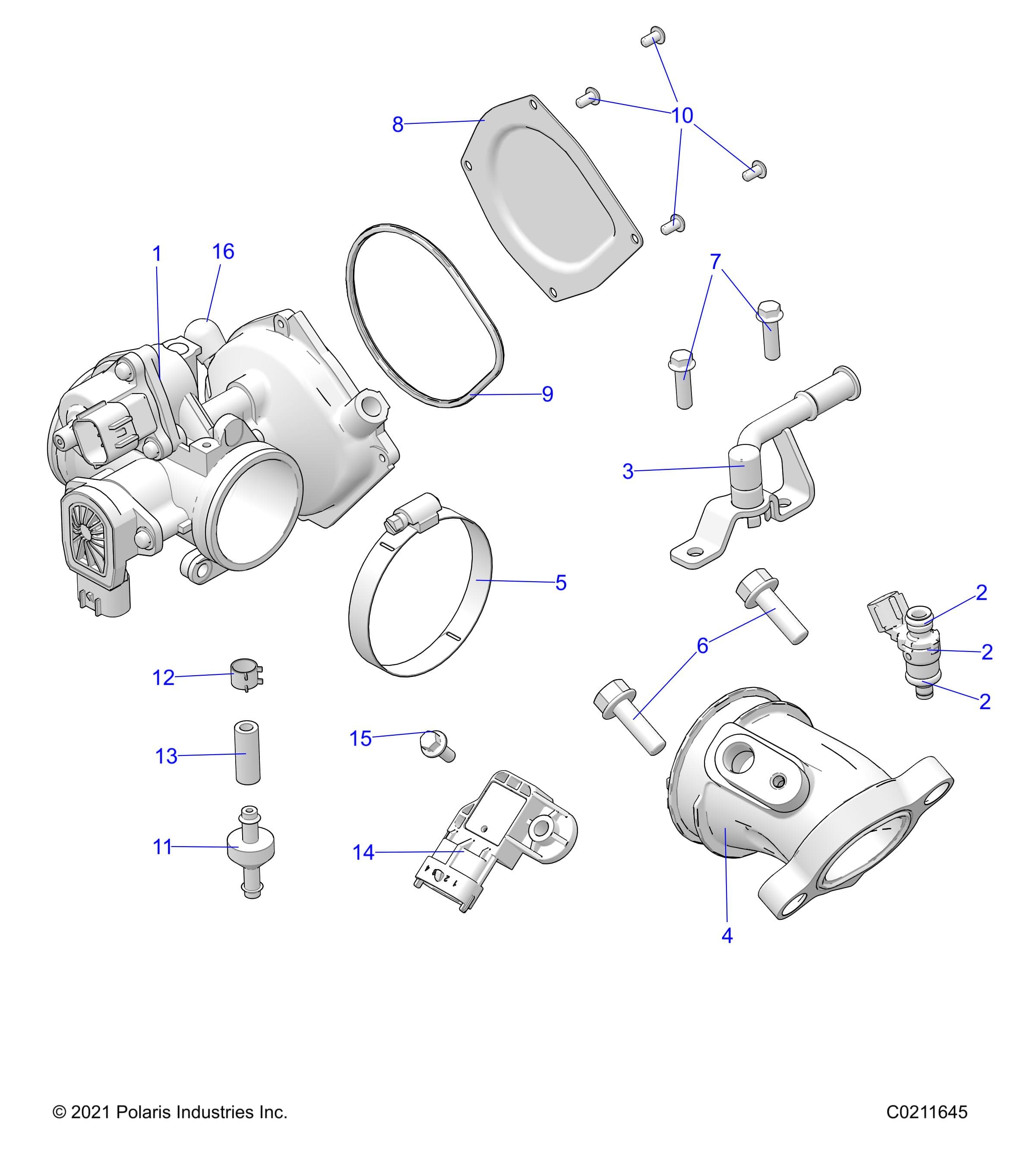 2026 SPORTSMAN 450 EPS 50S β ENGINE, THROTTLE BODY and FUEL RAIL - A26SEE50B1/B4 (C0211645) diagram