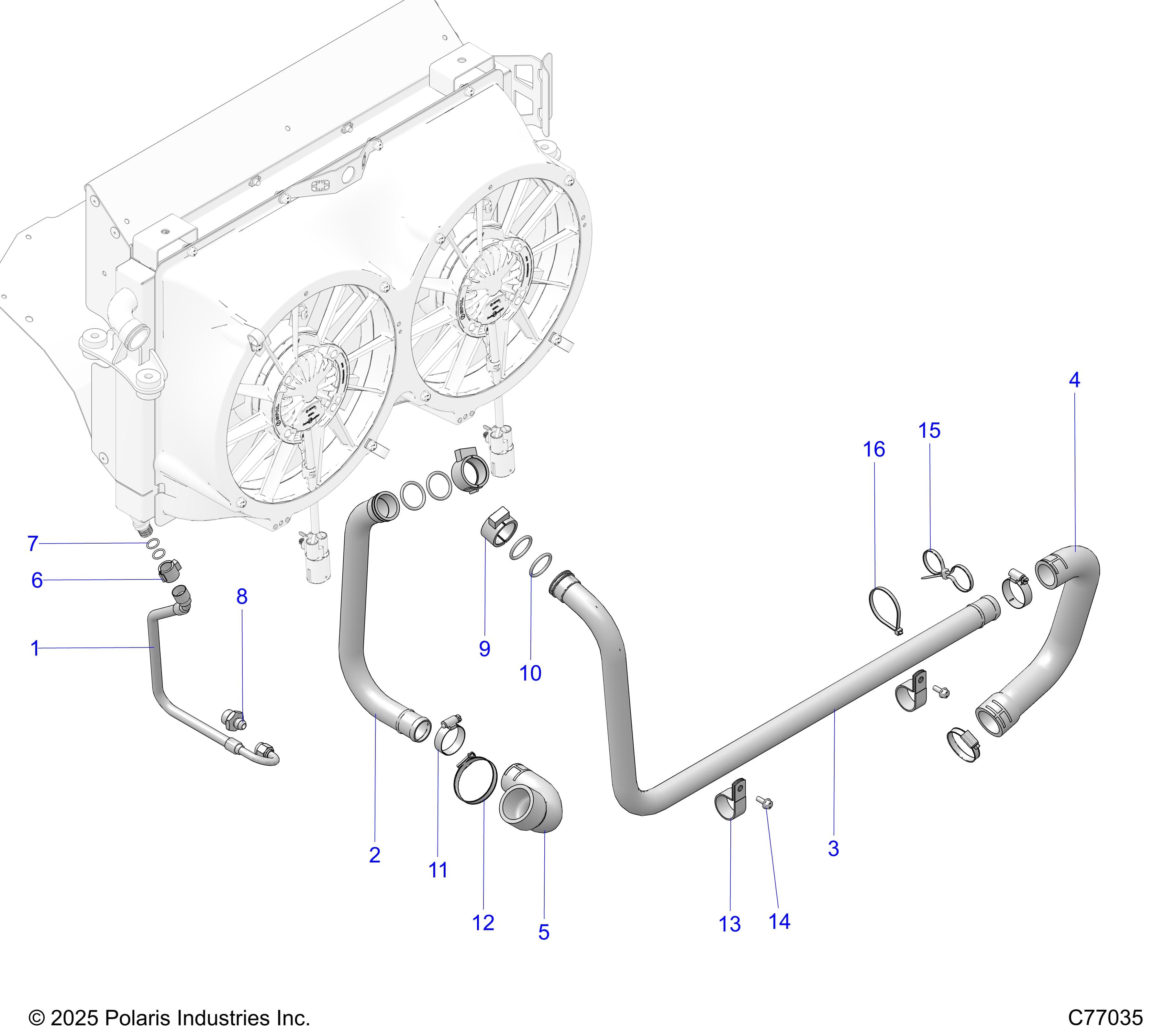 2026 RZR PRO R RACE H.O. β ENGINE, COOLING, HOSES - Z26RRL2KAL (C77035) diagram