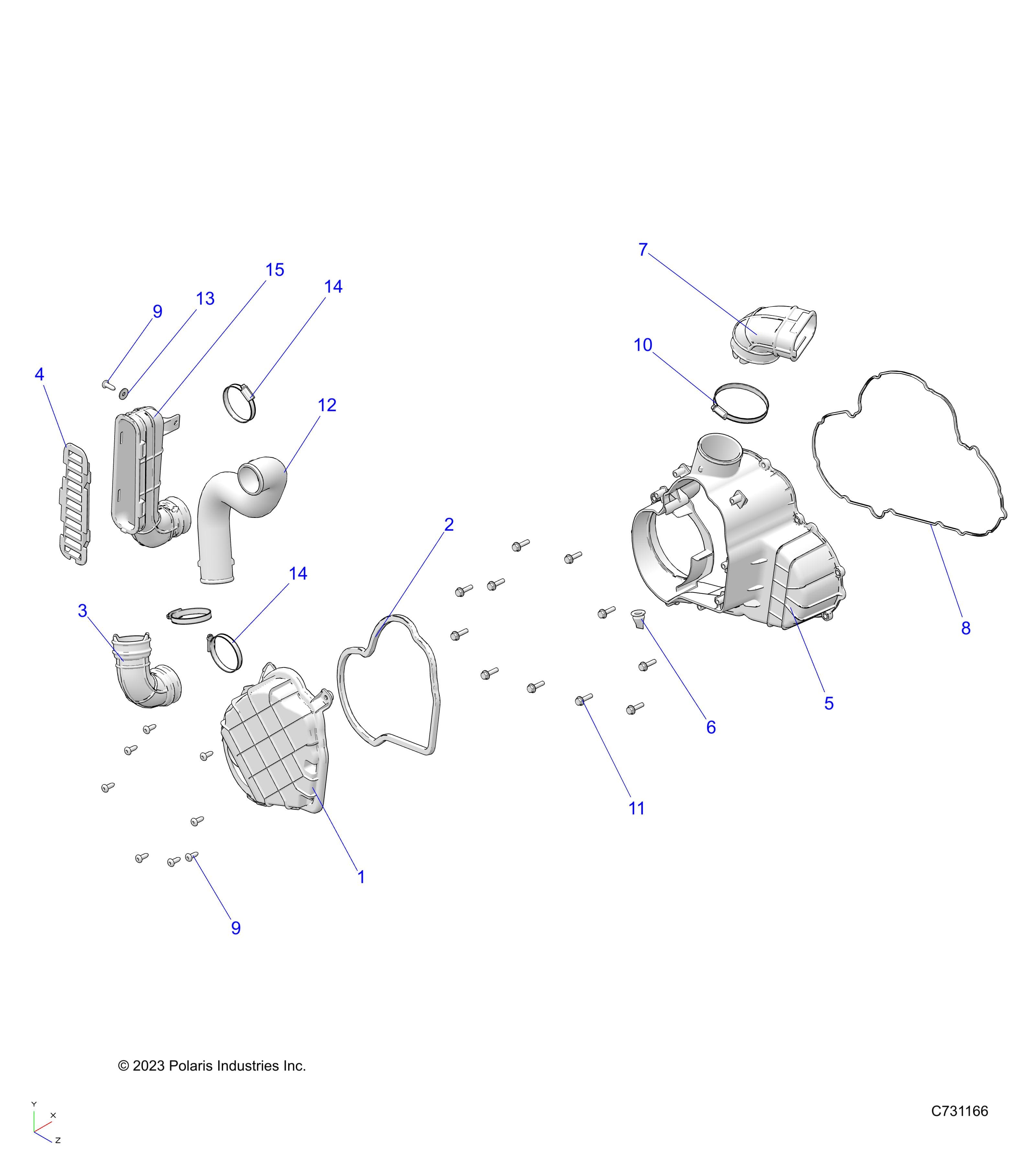 2026 RANGER 1000 XP CREW NORTHSTAR TEXAS EDITION β ENGINE, ALTERNATOR COVER HVAC - R26RST99AL (C731166) diagram