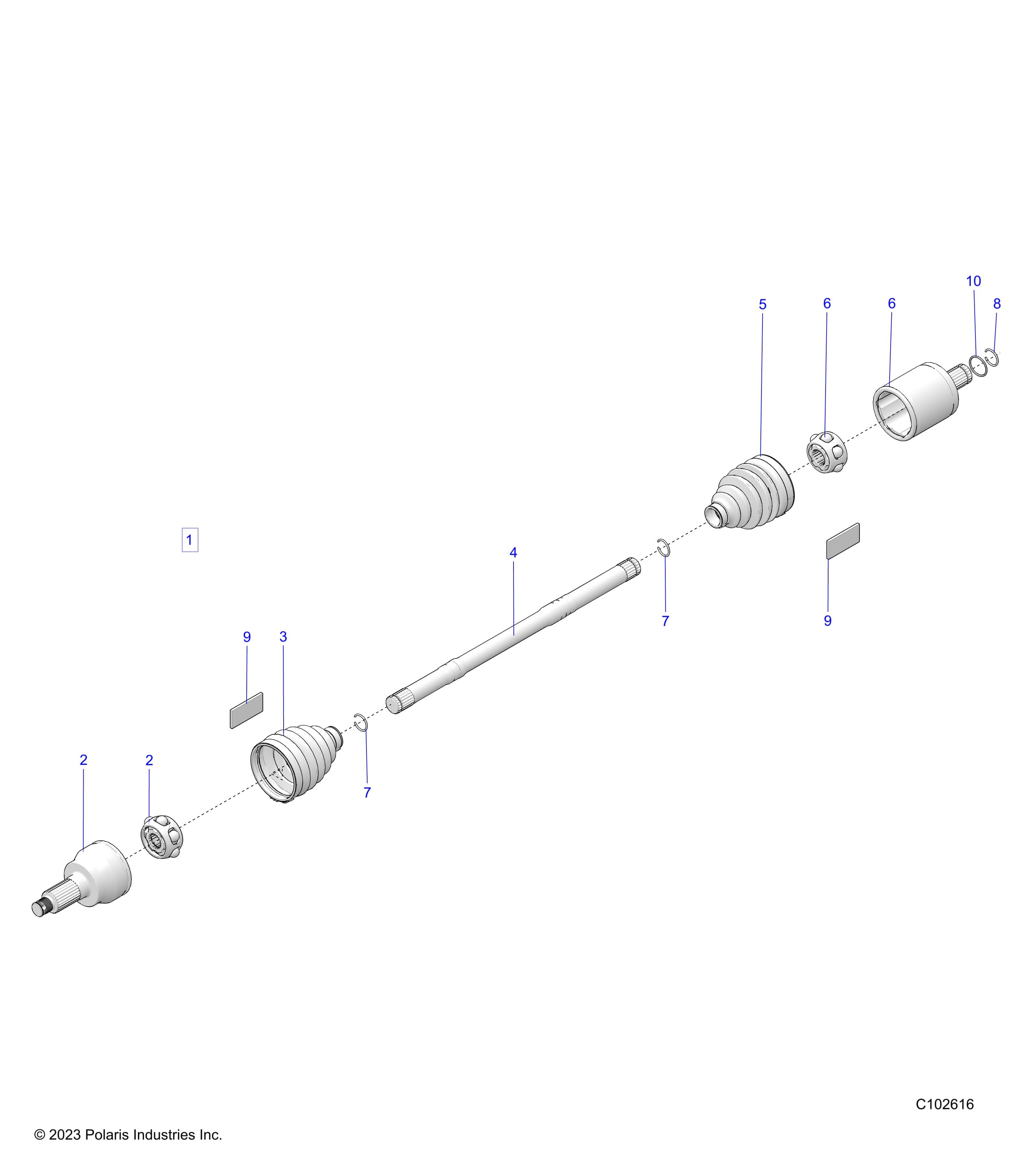 2026 SPORTSMAN 570 EPS β DRIVE TRAIN, REAR DRIVE SHAFT - A26SEE57A1/A4/A6/A9/B1/B4/B6 (C102616) diagram