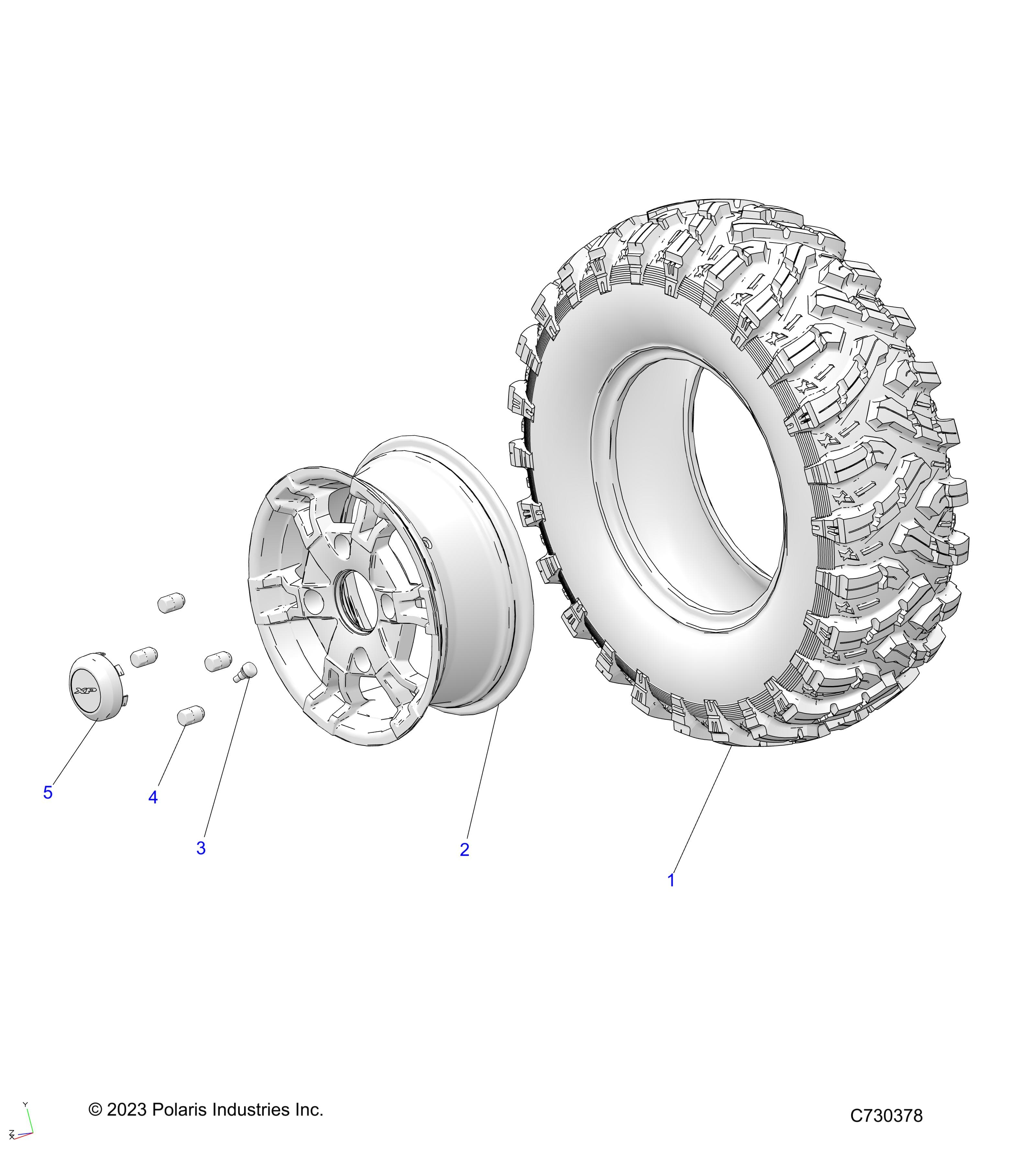 2026 RANGER 1000 XP NSTR β WHEELS, FRONT MACH - R26RRU99AF/AB/BF/BB (C730378) diagram