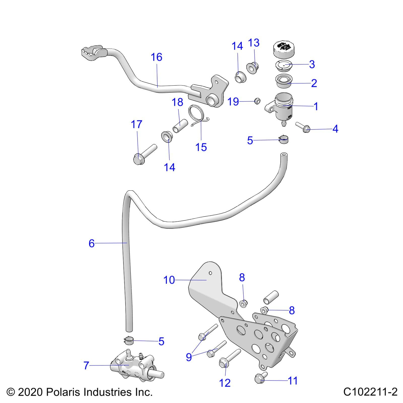 2026 SPORTSMAN 850 MUD 49S R01 - A26SXN85A7 β BRAKES, BRAKE PEDAL and MASTER CYLINDER - A26SXN85A7 (C102211-2) diagram