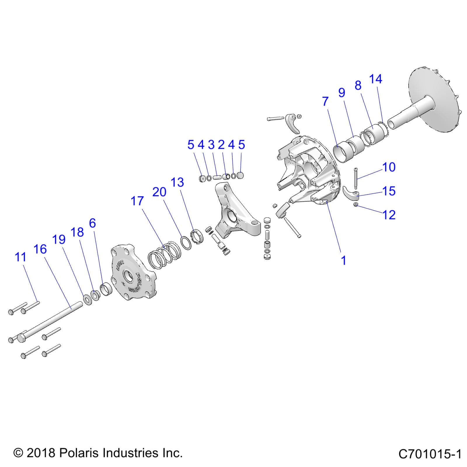 2026 RZR 900 TRAIL ULTIMATE β DRIVE TRAIN, PRIMARY CLUTCH - Z26A5F87A6 (C701015-1) diagram