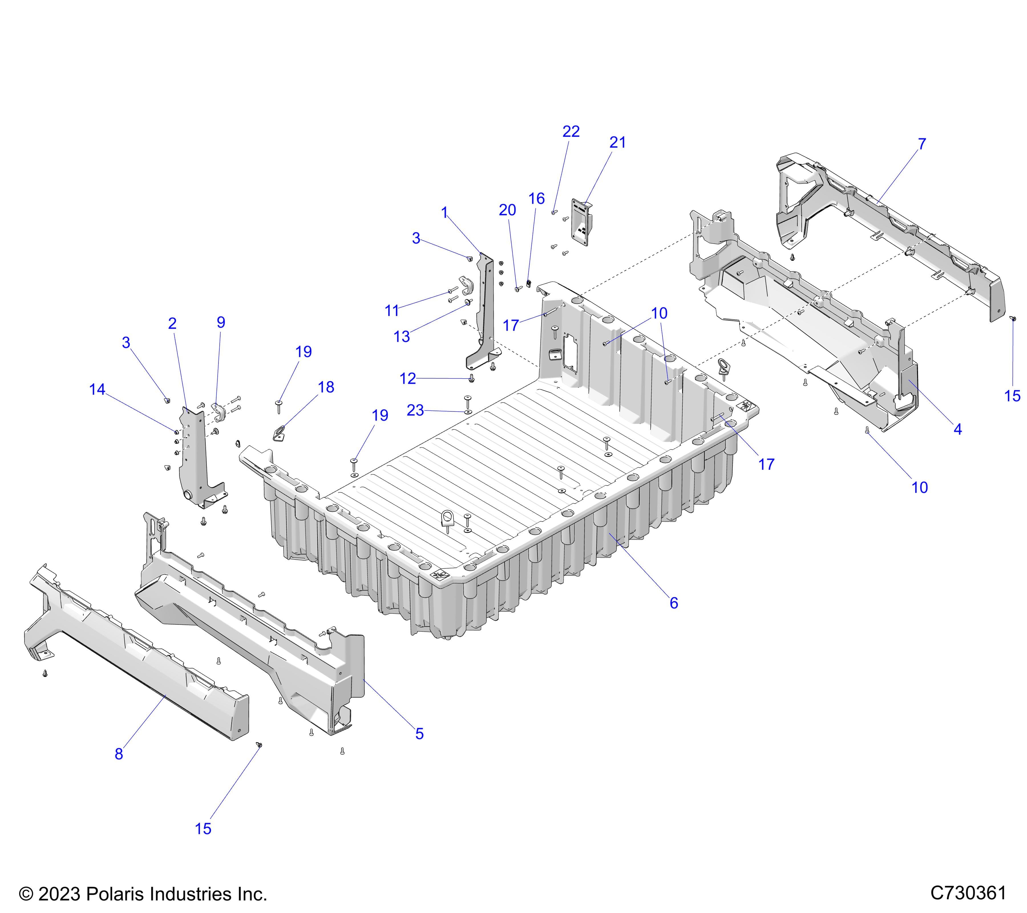 2026 RANGER 1000 XP CREW NSTR ULTIMATE TRAIL BOSS β BODY, BOX - R26RSV99AK (C730361) diagram