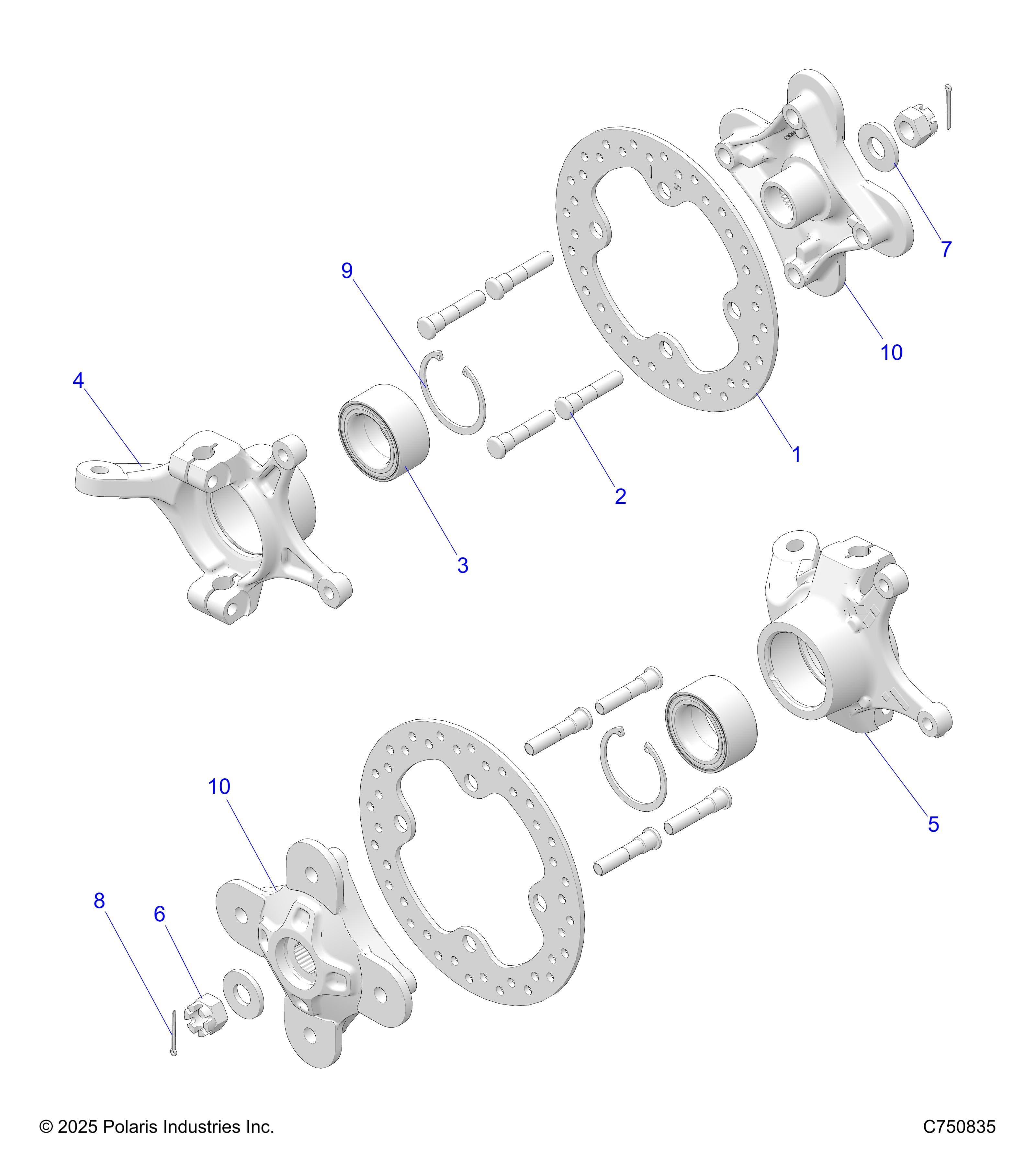 2026 RZR XP 4 1000 SPORT β SUSPENSION, FRONT CARRIER AND HUB - Z26NMS99A4/B4/A6/B6 (C750835) diagram