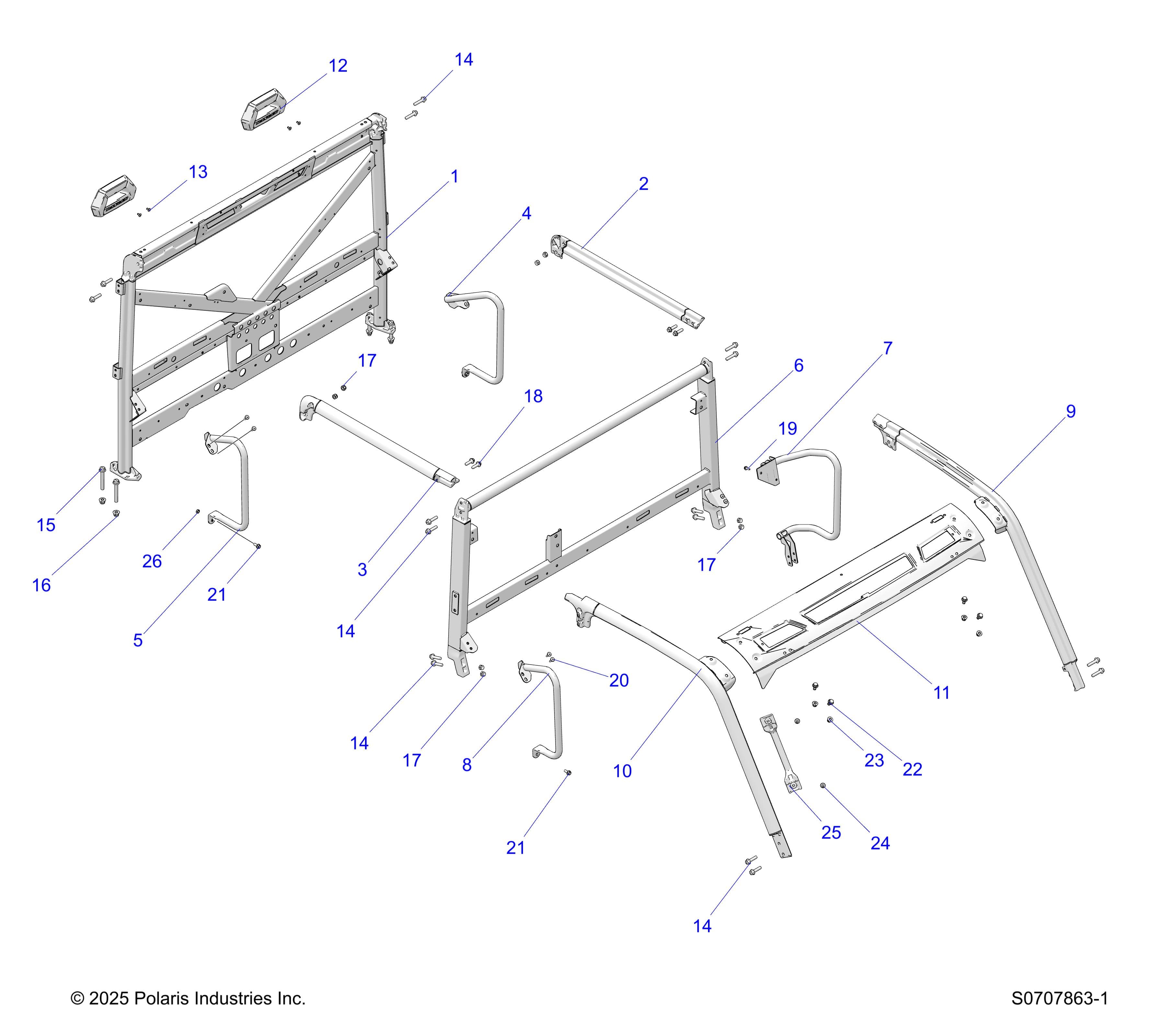 2026 RANGER 1000 CREW EPS β CHASSIS, CAB FRAME diagram