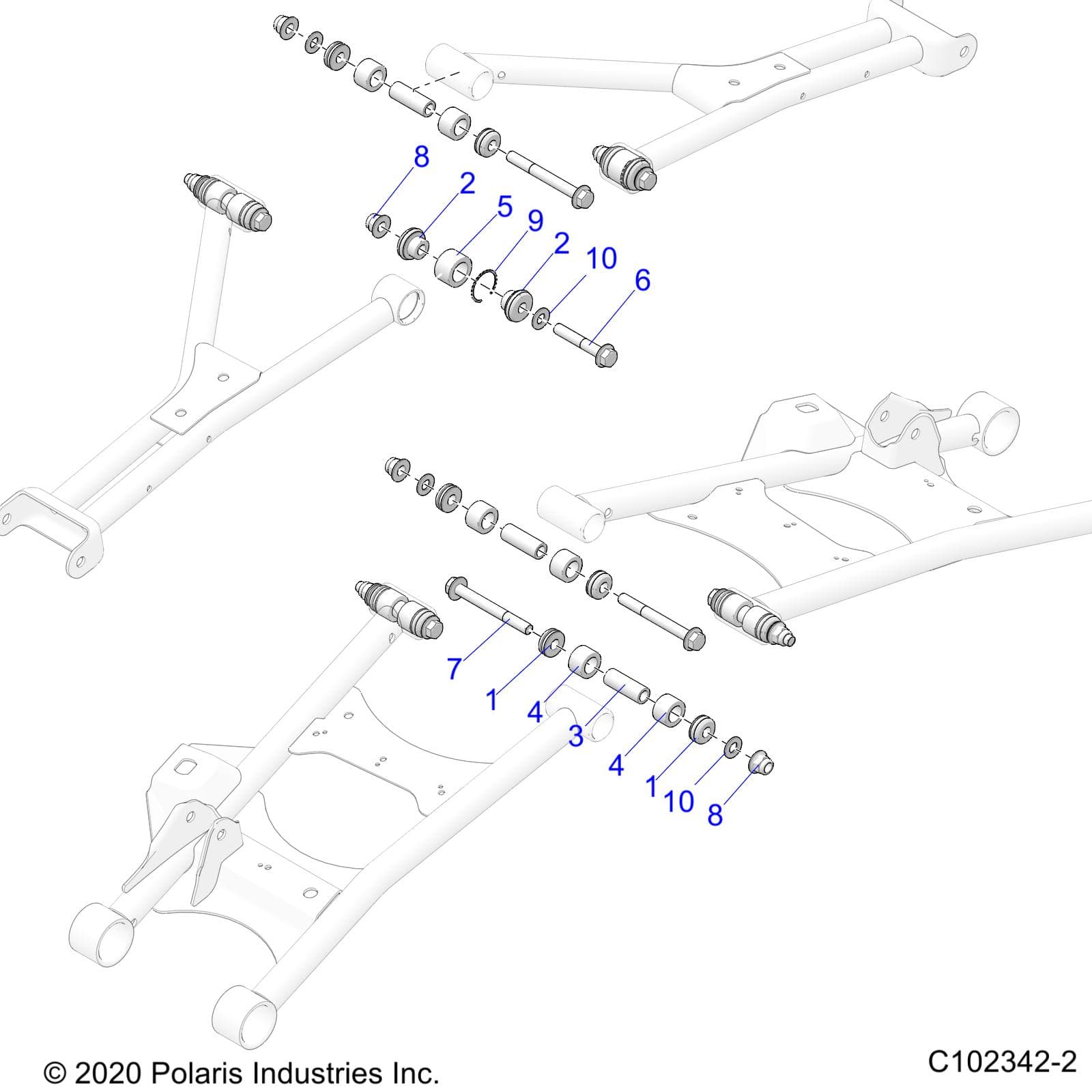 2026 SCRAMBLER XP 1000 S 49S R01 - A26SGE95AB β SUSPENSION, REAR CONTROL ARM, MOUNTING - A26SGE95AB (C102342-2) diagram