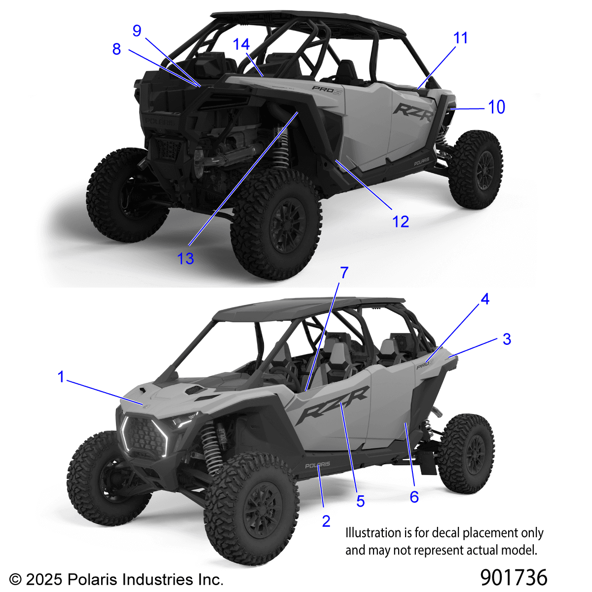 2026 RZR PRO S4 ULTIMATE β BODY, DECALS - Z26S4D92AN/BN (901736) diagram