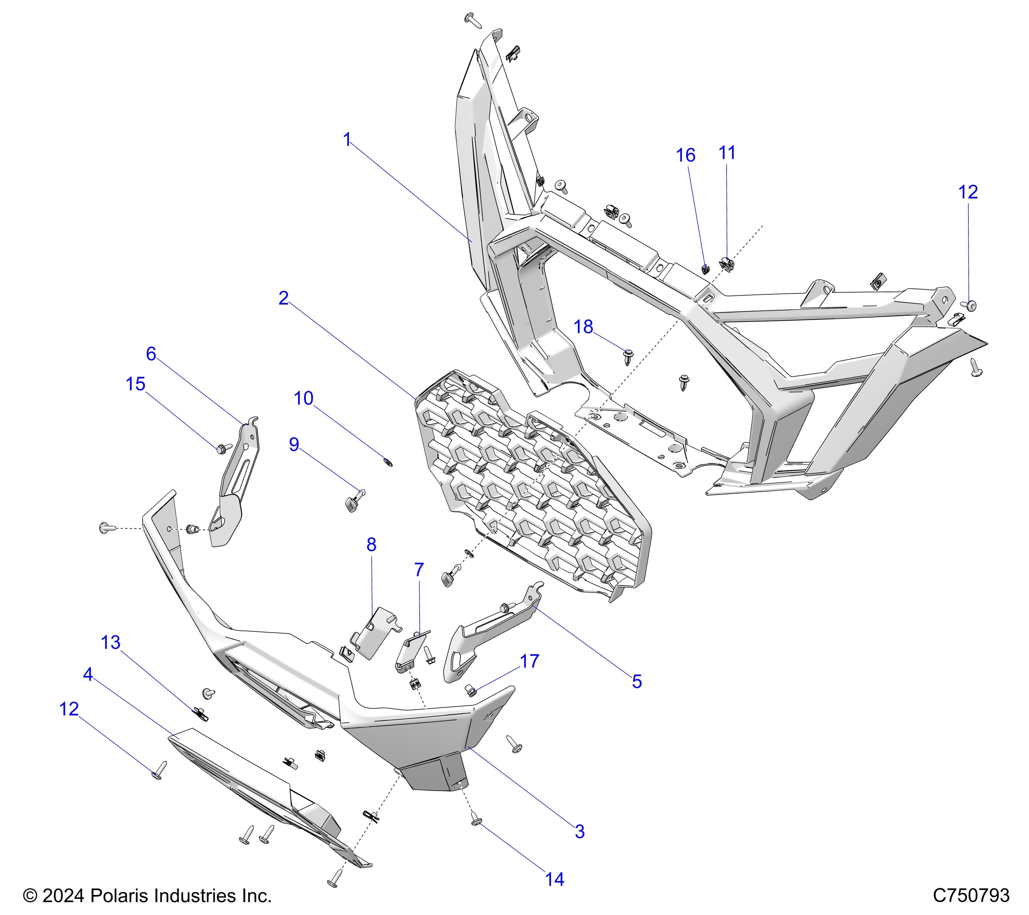 2026 RZR PRO XP ULTIMATE β BODY, FRONT BUMPER - Z26XPD92AN/BN/AH/BH (C750793) diagram