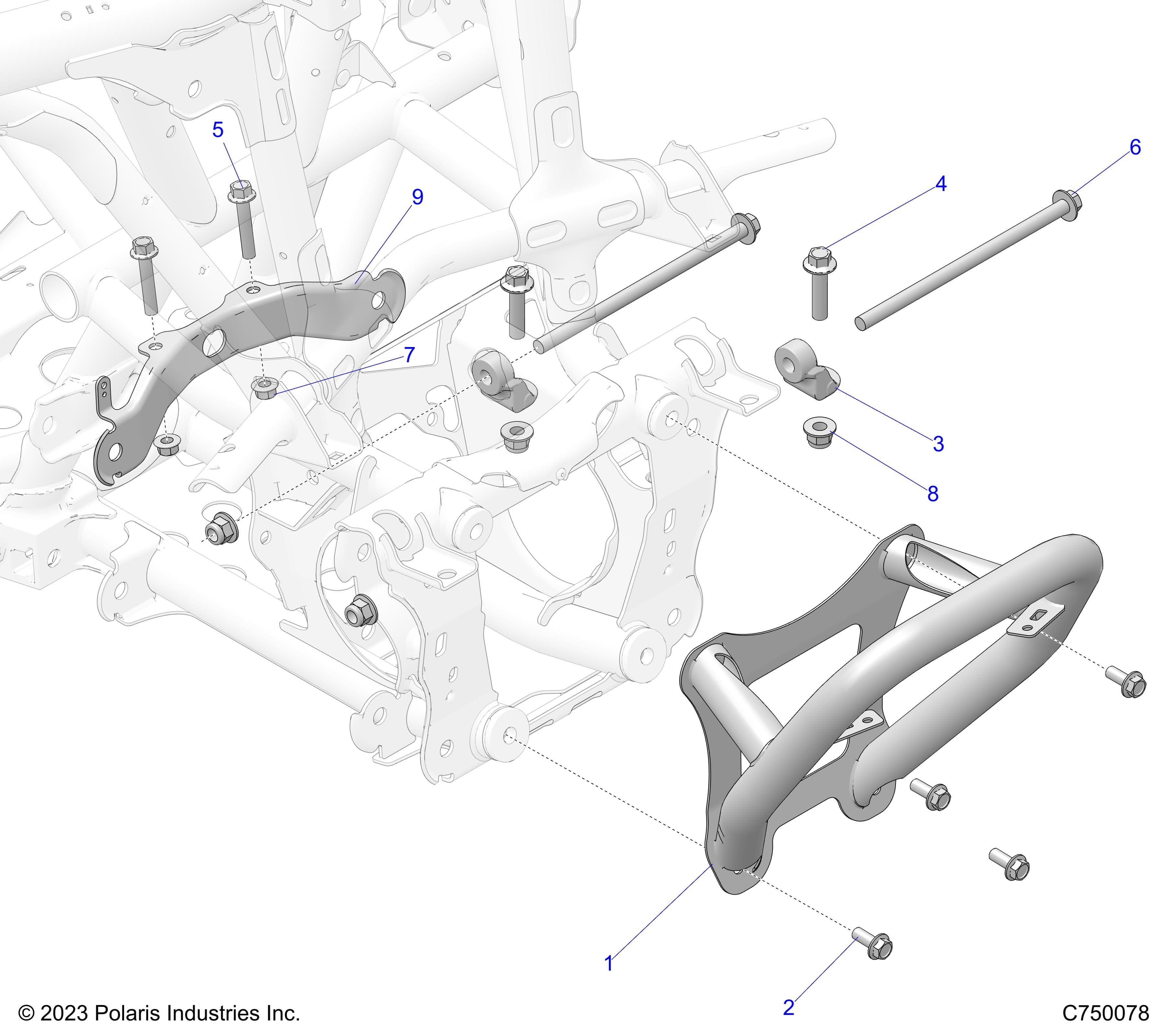 2026 RZR PRO R LE β CHASSIS, FRONT GEARCASE AND BUMPER MOUNTING - Z26RPP2KBL (C750078) diagram