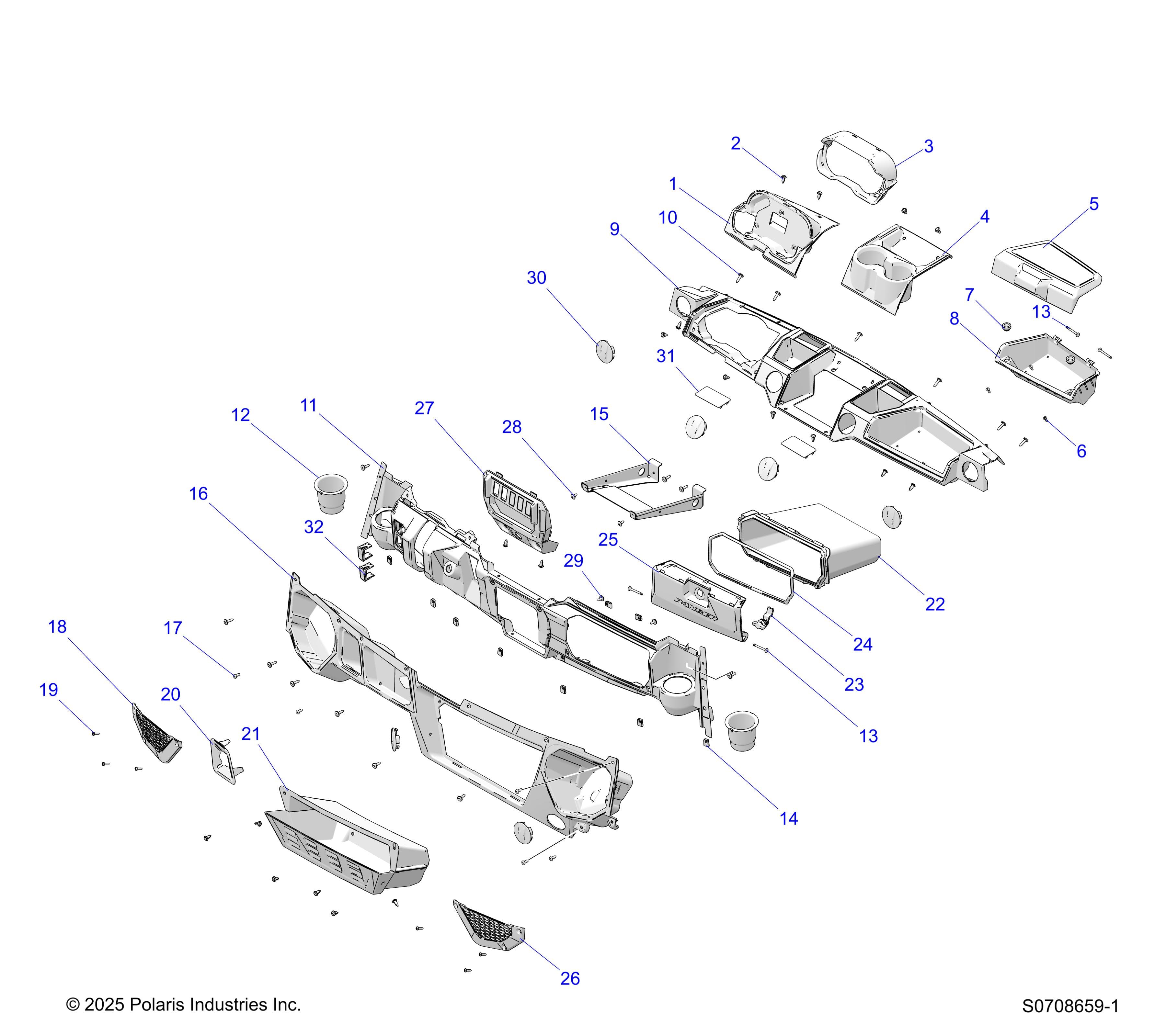 2026 RANGER 1000 XP CREW PREMIUM β BODY, DASH diagram