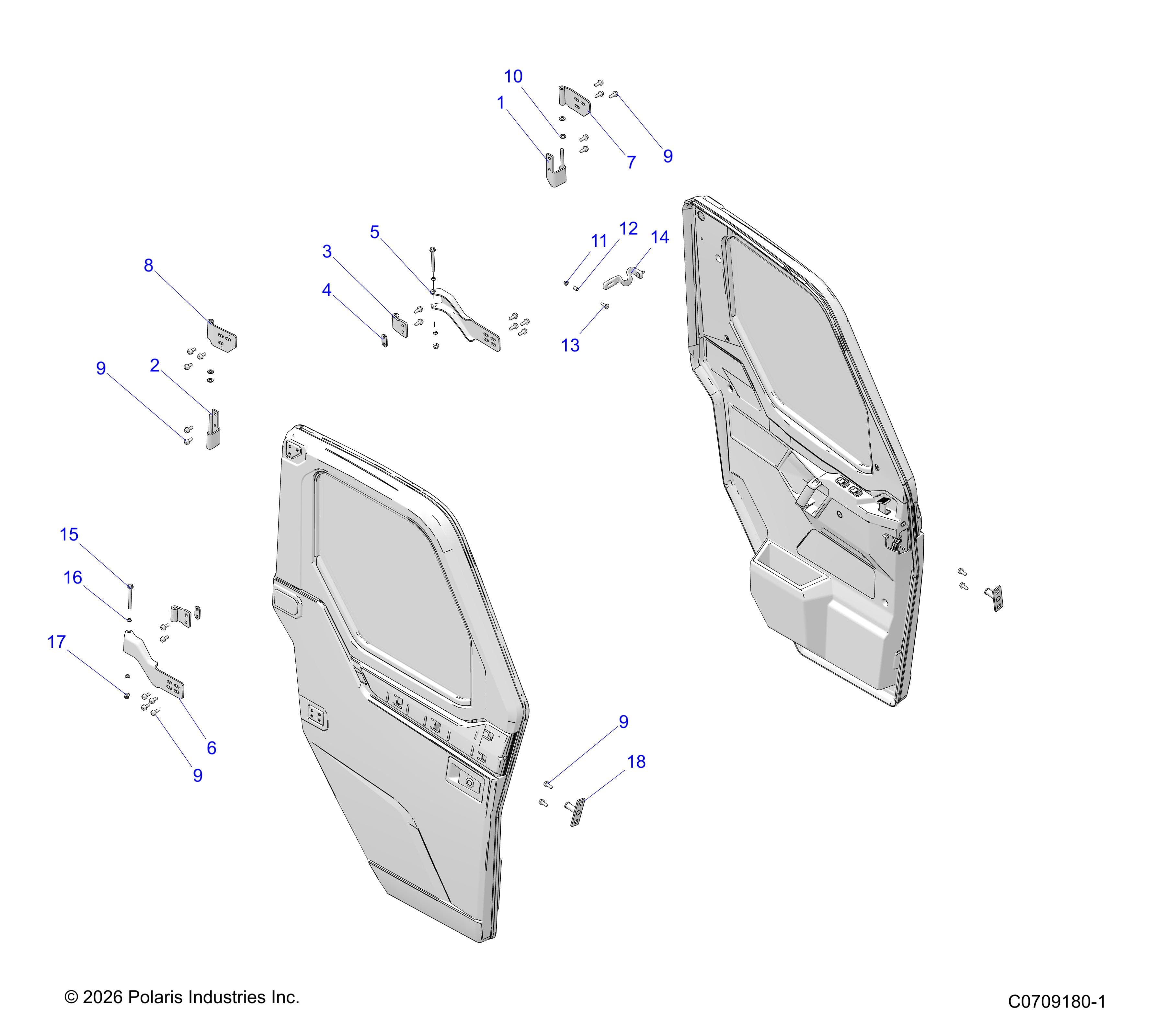 2026 RANGER 1000 XP CREW NORTHSTAR TEXAS EDITION β BODY, DOOR, FRONT MOUNTING diagram