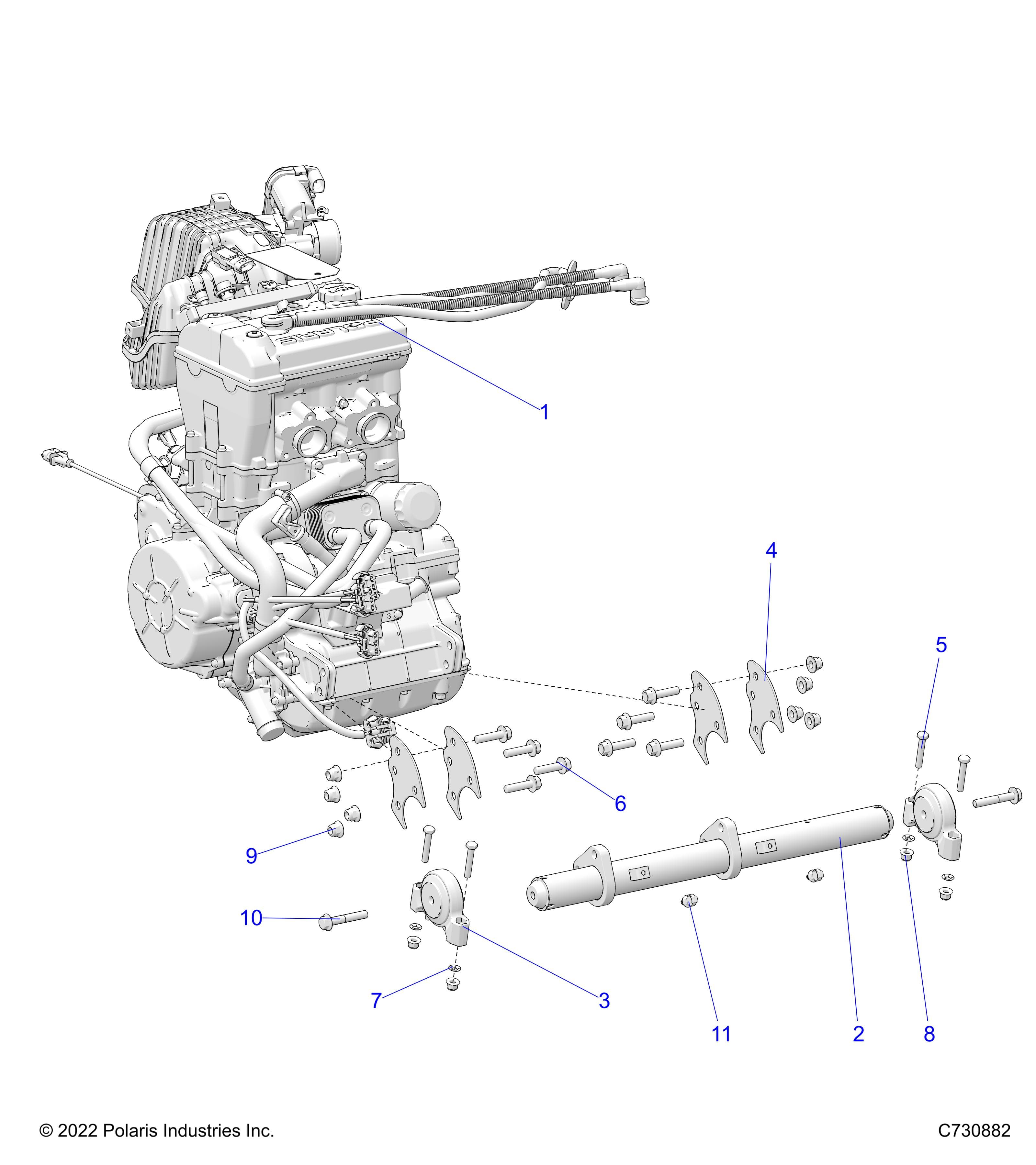 2026 RANGER 1000 XP NSTR ULTIMATE TRAIL BOSS β ENGINE, MOUNTING & LONG BLOCK - R26RRV99AK (C730882) diagram