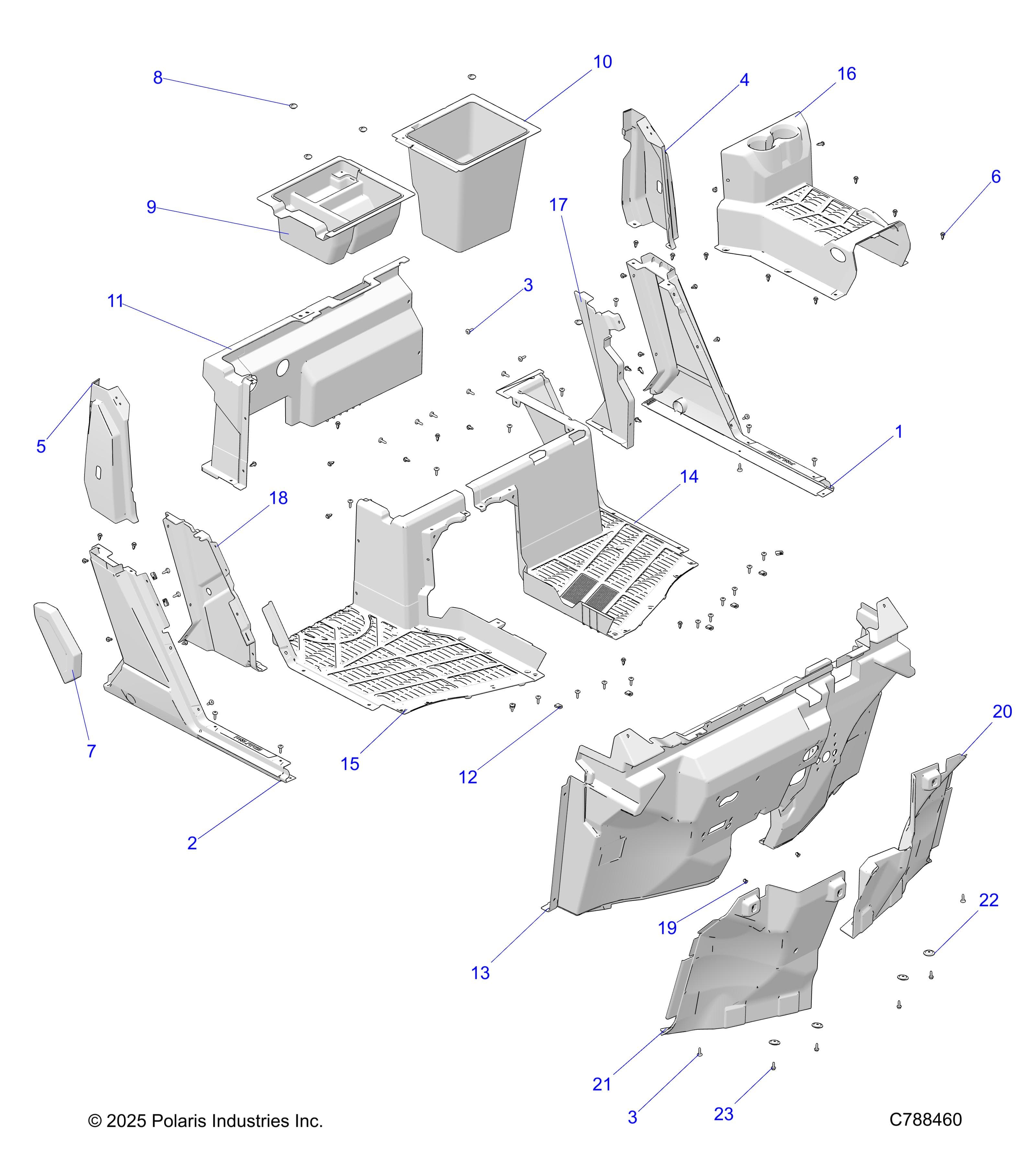 2026 RANGER 1000 XP CREW TEXAS EDITION β BODY, FRONT FLOOR & ROCKERS - R26RSF99AL (C788460) diagram