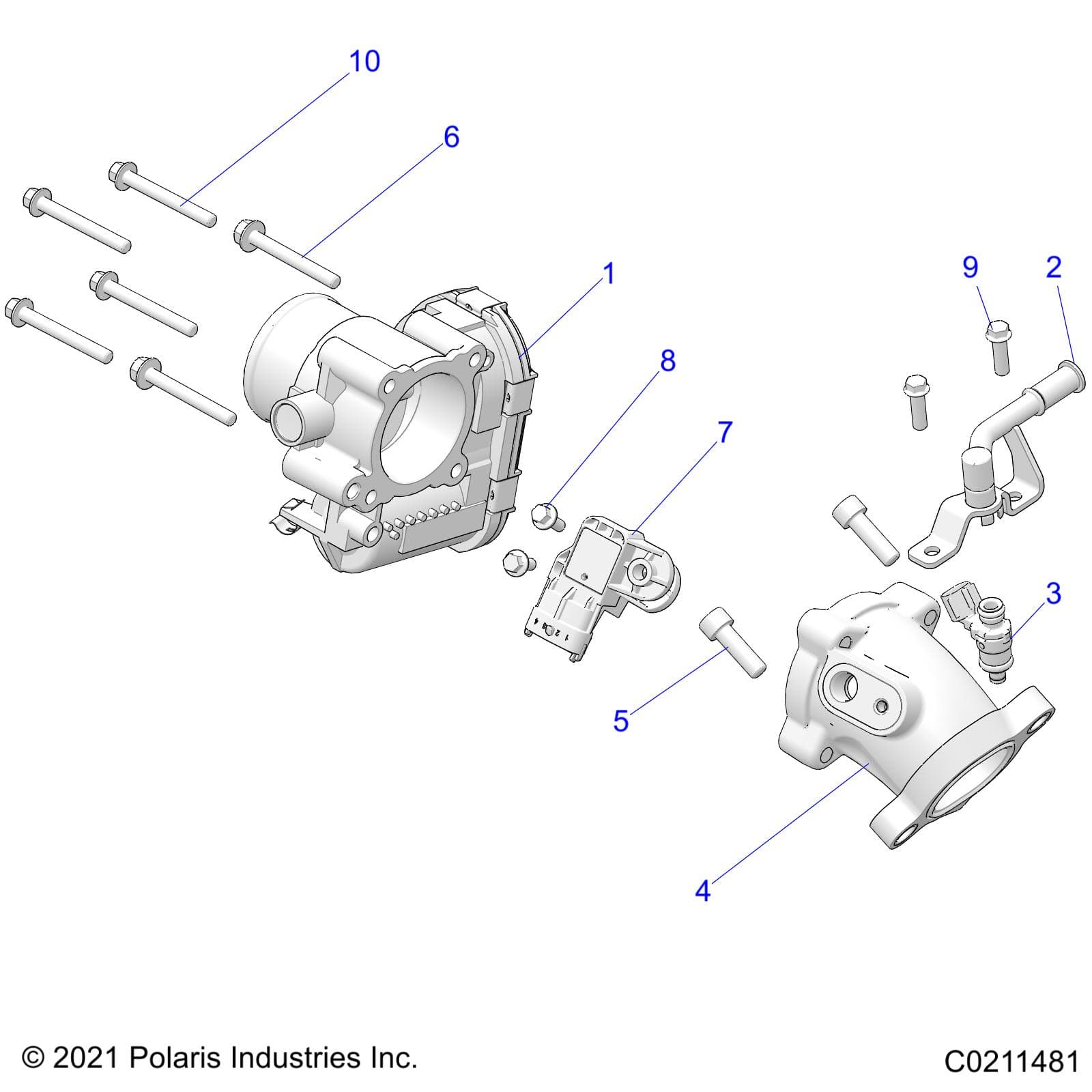 2026 SPORTSMAN 570 EPS PREM 40th β ENGINE, THROTTLE BODY and FUEL RAIL - A26SEZ57BB (C0211481) diagram