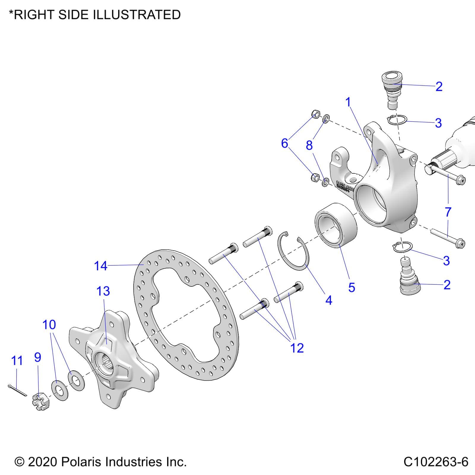 2026 SCRAMBLER 850 48" R02 - A26SVA85A4 β SUSPENSION, FRONT HUB, KNUCKLE and BRAKE DISC - A26SVA85A4 (C102263-6) diagram