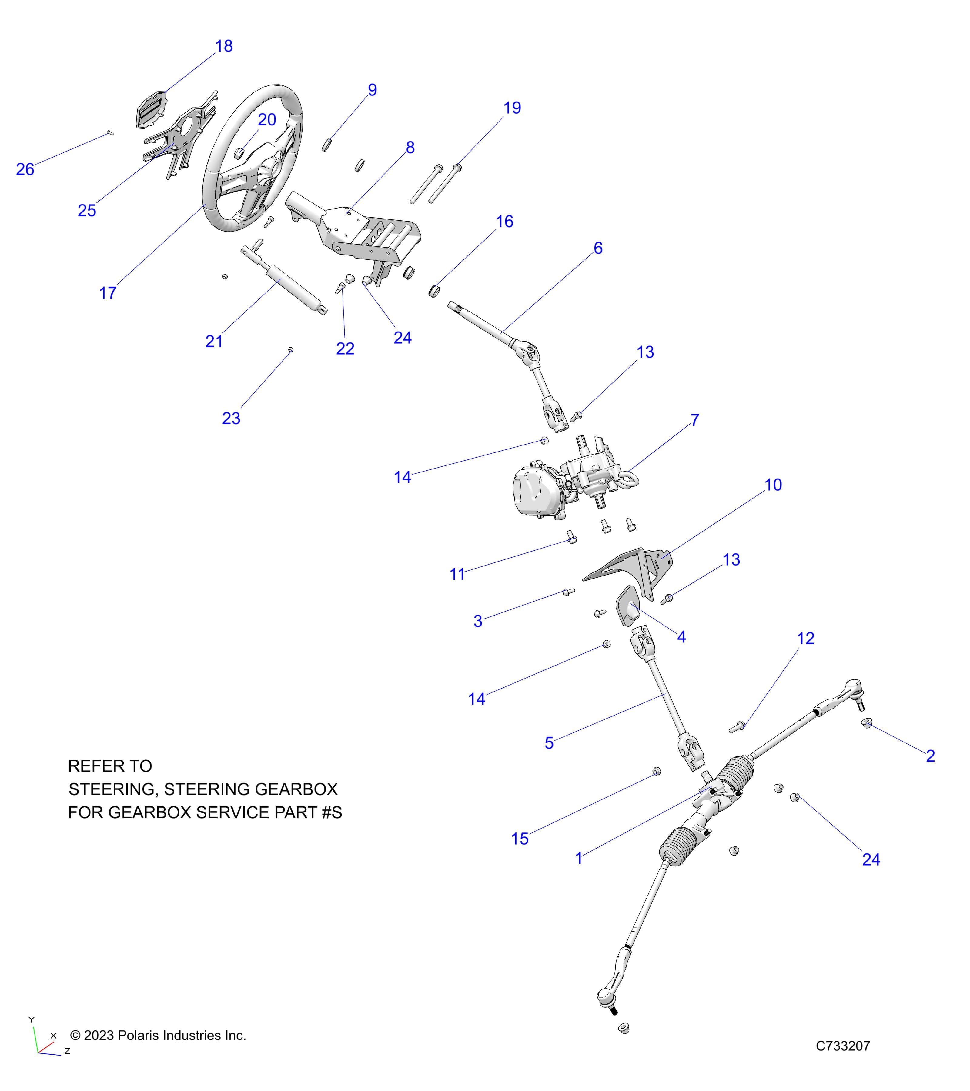 2026 RANGER 1000 XP CREW TEXAS EDITION β STEERING, ASSEMBLY - R26RSF99AL (C733207) diagram