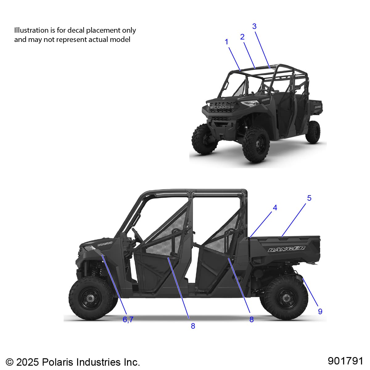 2026 RANGER 1000 CREW NON EPS β BODY, DECALS GENERAL - R26T6A99A1/B1 (901791-01) diagram