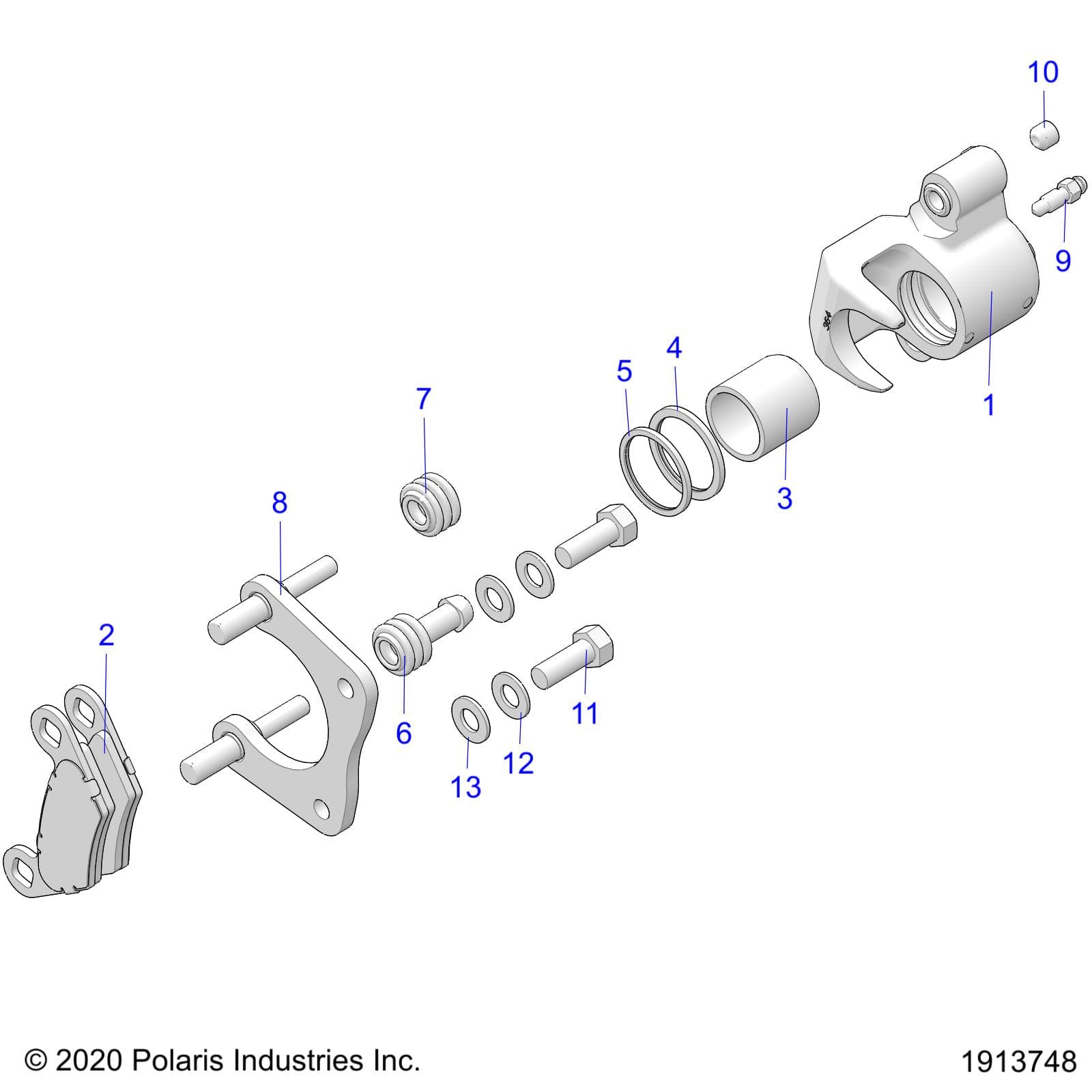2026 SPORTSMAN 570 6X6 EPS 49S β BRAKES, REAR CALIPER - A26SKE57A1 (C1913748) diagram