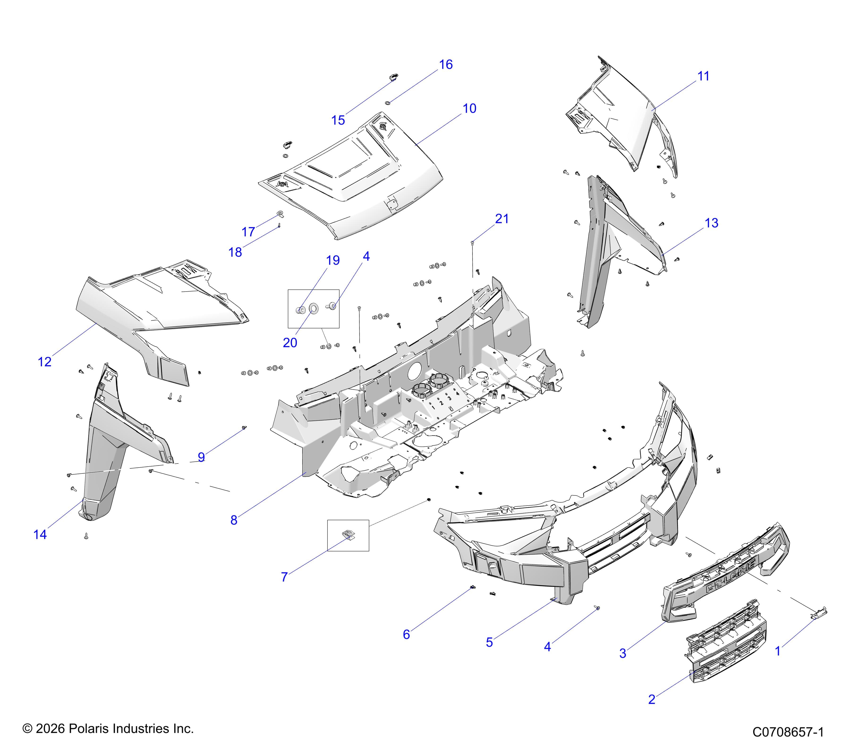 2026 RANGER 1000 XP NSTR β BODY, HOOD & FRONT FASCIA diagram