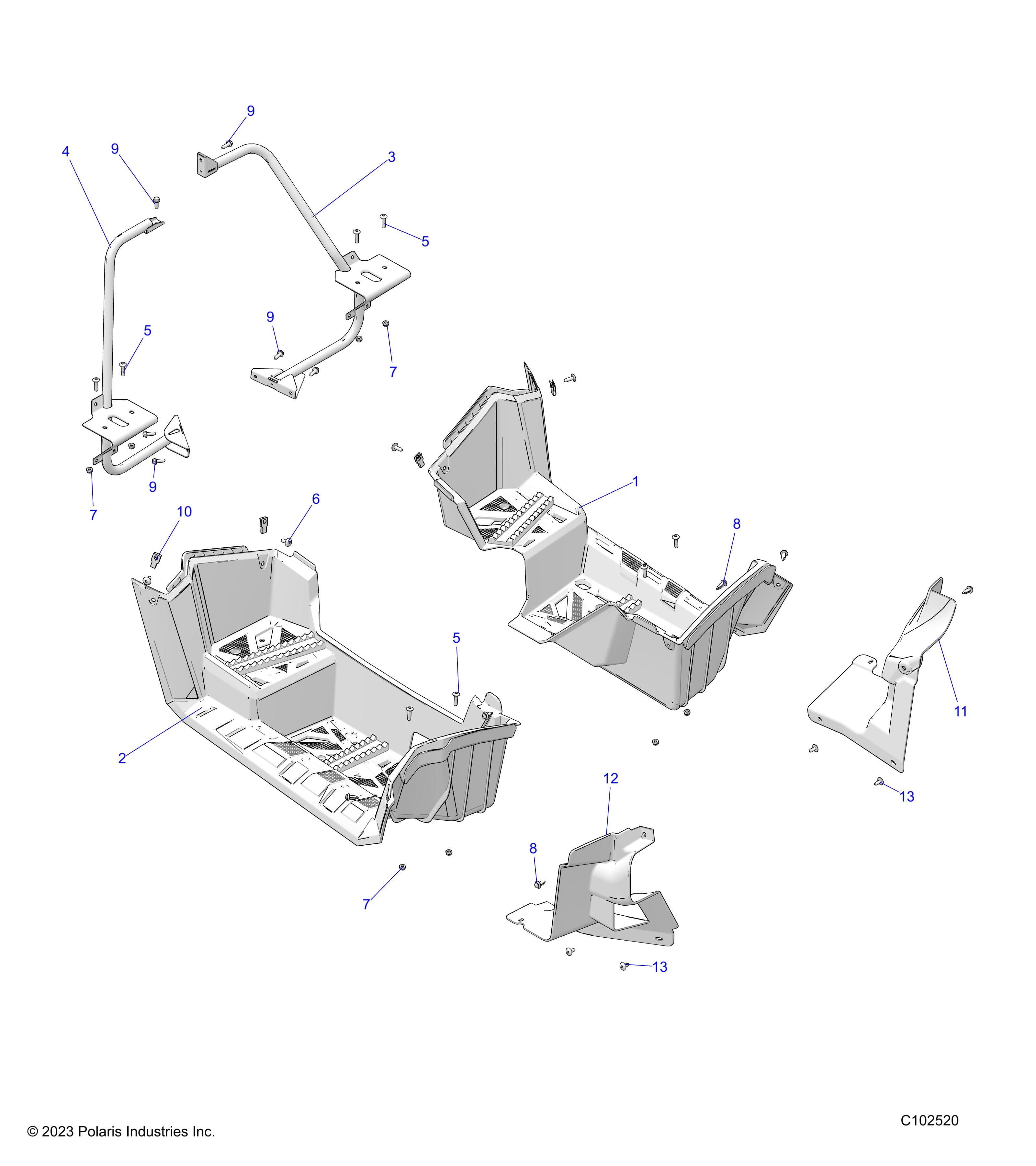 2026 SPORTSMAN TOURING 570 β BODY, FOOTWELLS - A26SDA57A7 (C102520) diagram