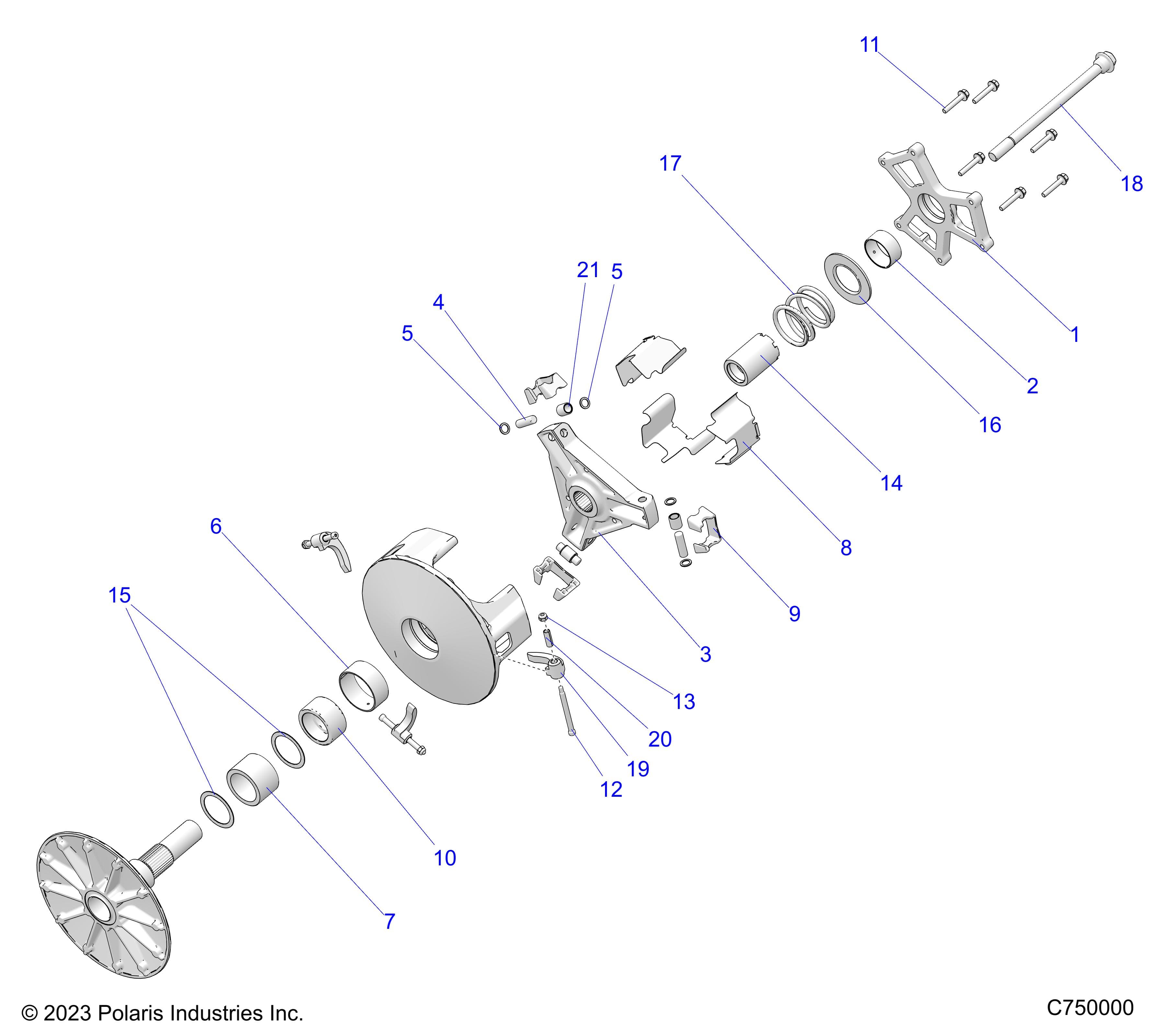2026 RZR XP 1000 ULTIMATE β DRIVE TRAIN, PRIMARY CLUTCH - Z26NET99A4/B4/A6/B6 (C750000) diagram