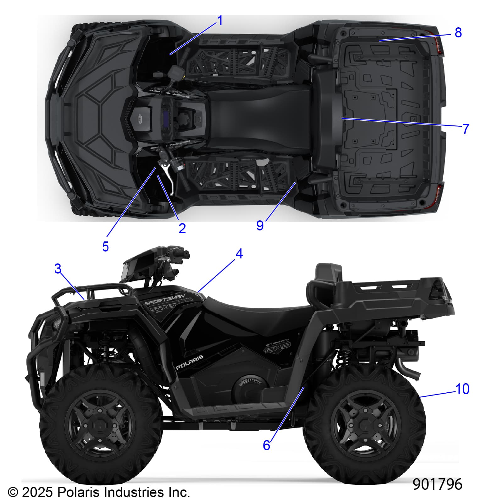 2026 SPORTSMAN 570 X2 EPS β BODY, DECALS, STANDARD - A26SWE57AL (901796) diagram