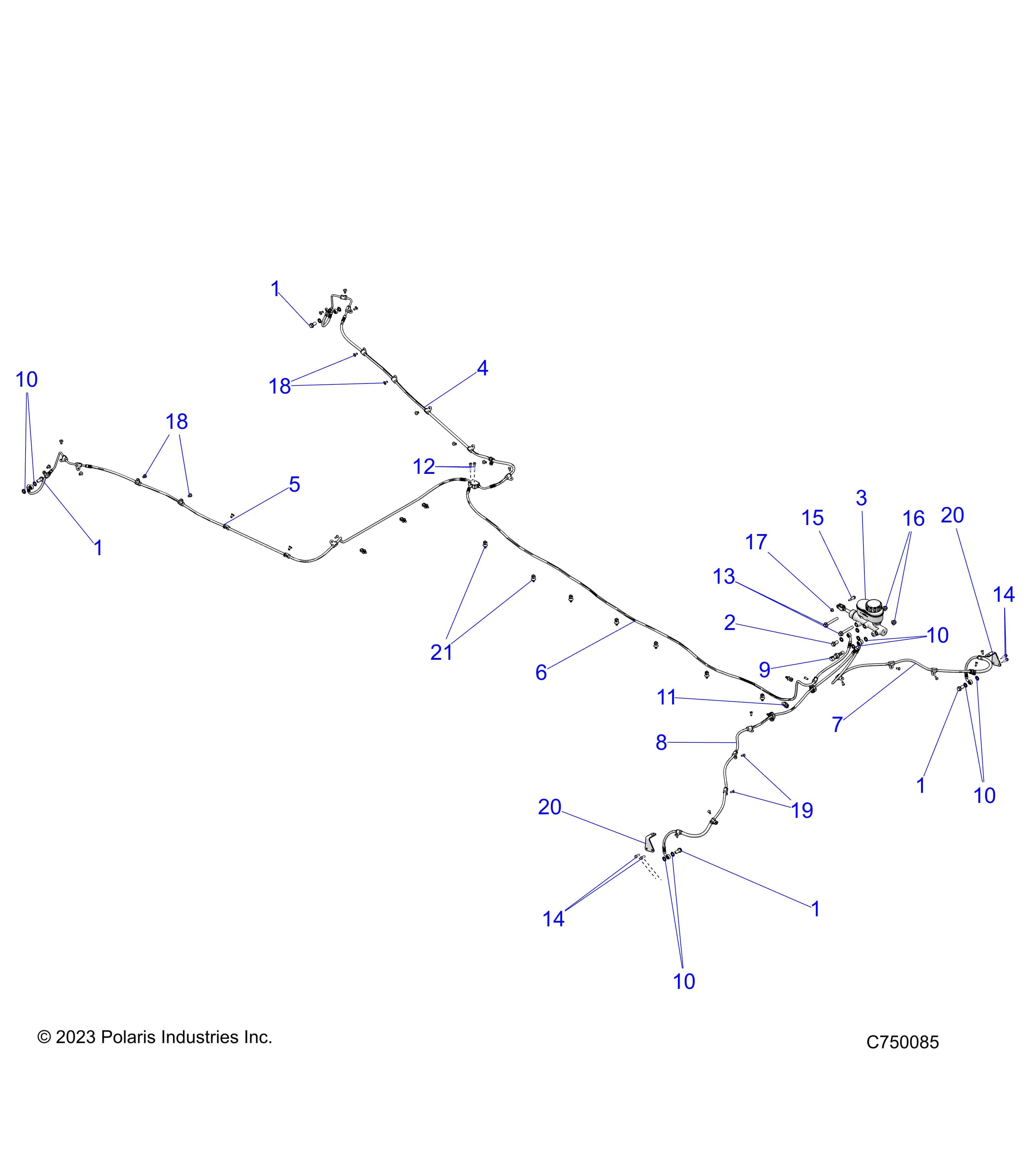 2026 RZR PRO S4 ULTIMATE EVP,LE β BRAKES, BRAKE LINES AND MASTER CYLINDER - Z26S4P92BLL (C750085) diagram