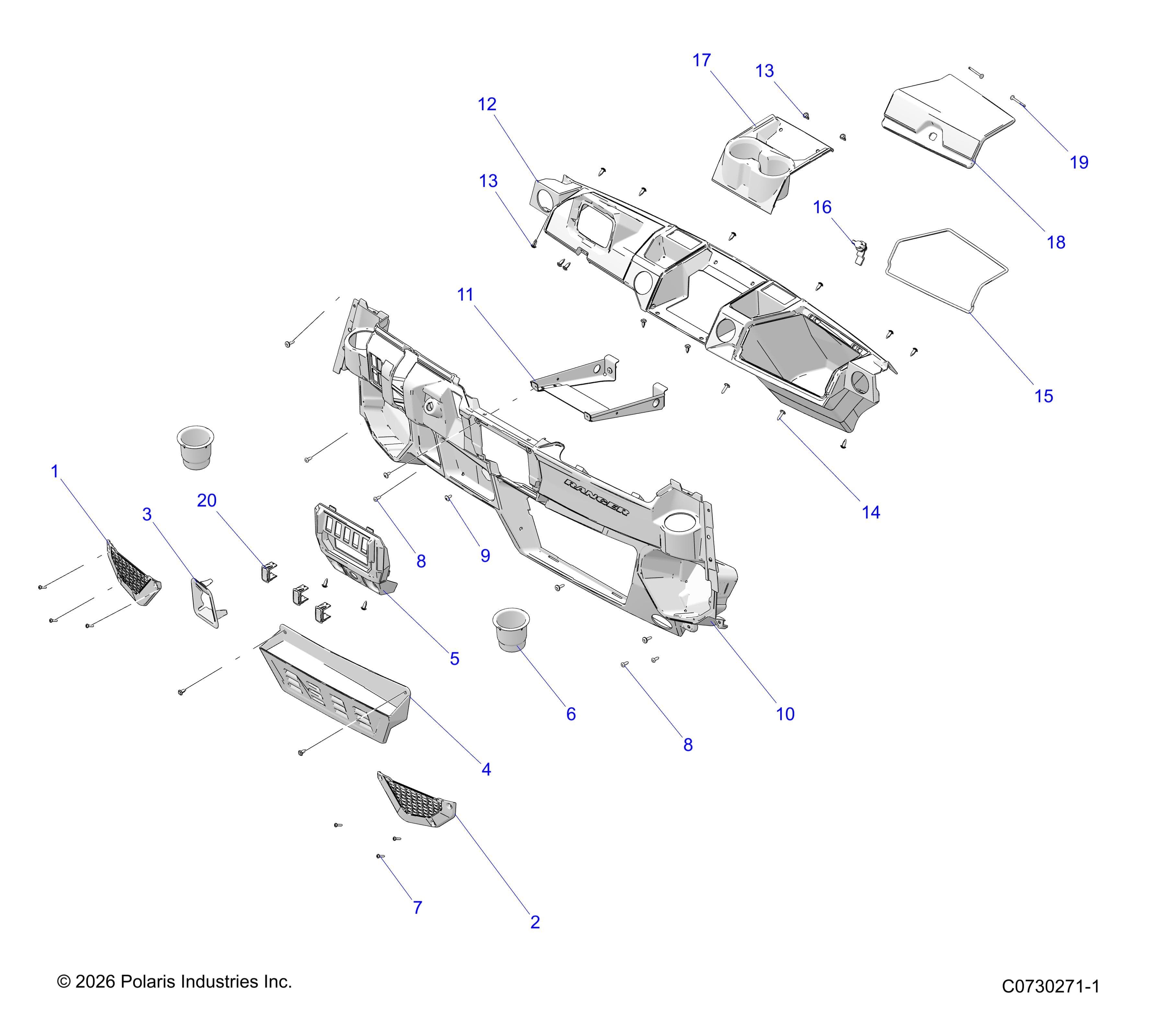 2026 RANGER 1000 CABBED β BODY, DASH diagram