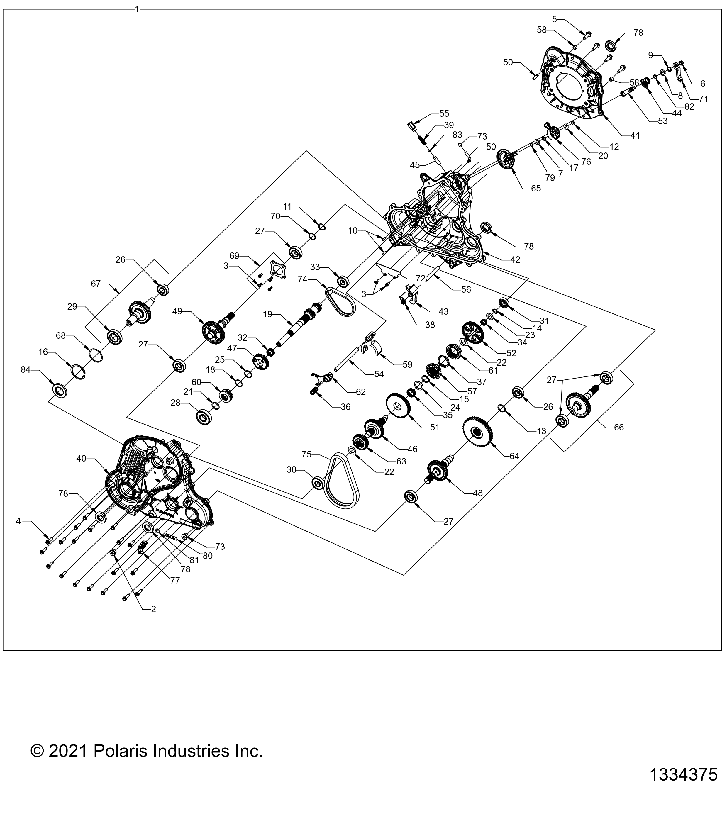 2026 SCRAMBLER XP 1000 S 49S R01 - A26SGE95AB — DRIVE TRAIN, MAIN GEARCASE - A26SGE95AB (1334375) diagram