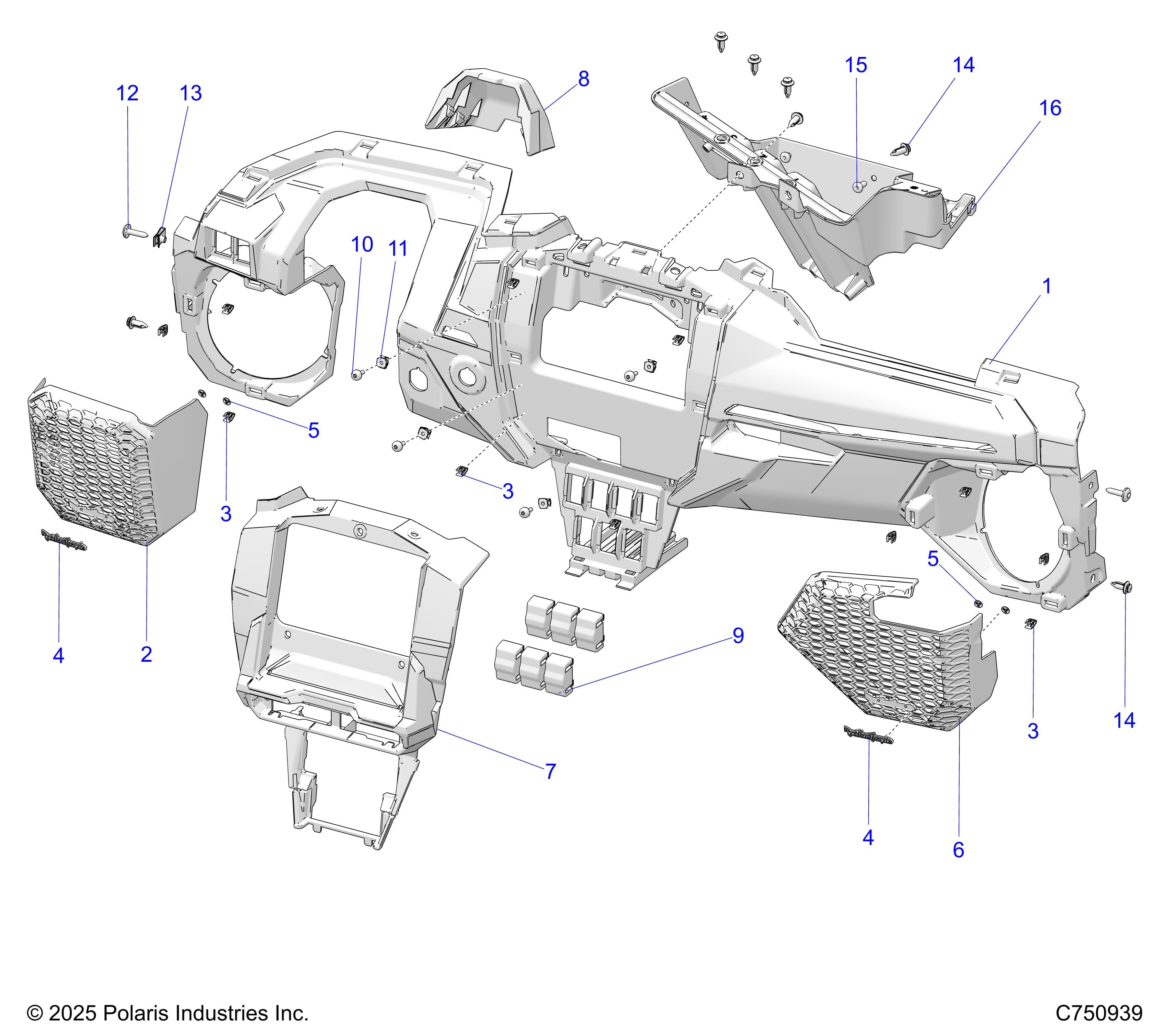 2026 RZR PRO R4 LE β BODY, DASH LOWER - Z26R4P2KBL (C750939) diagram