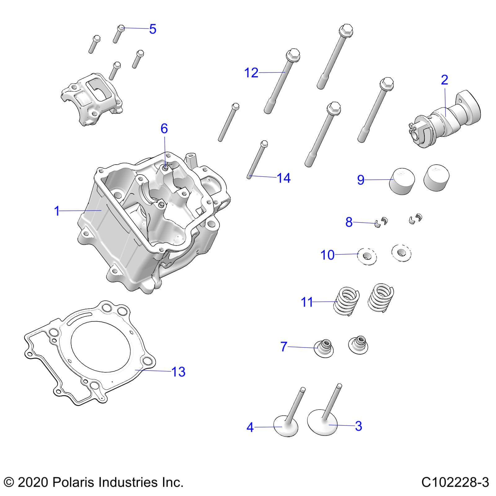 2026 SPORTSMAN 450 EPS 50S β ENGINE, CYLINDER HEAD, CAM and VALVES - A26SEE50B1/B4 (C102228-3) diagram