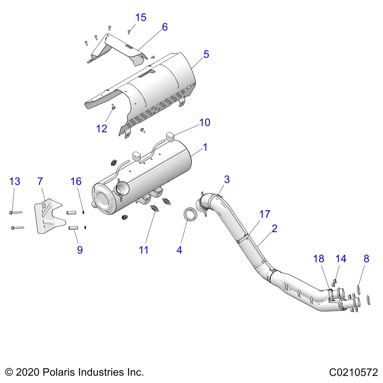 2026 SPORTSMAN 850 MUD 49S R01 - A26SXN85A7 β ENGINE, EXHAUST - A26SXN85A7 (C0210572) diagram