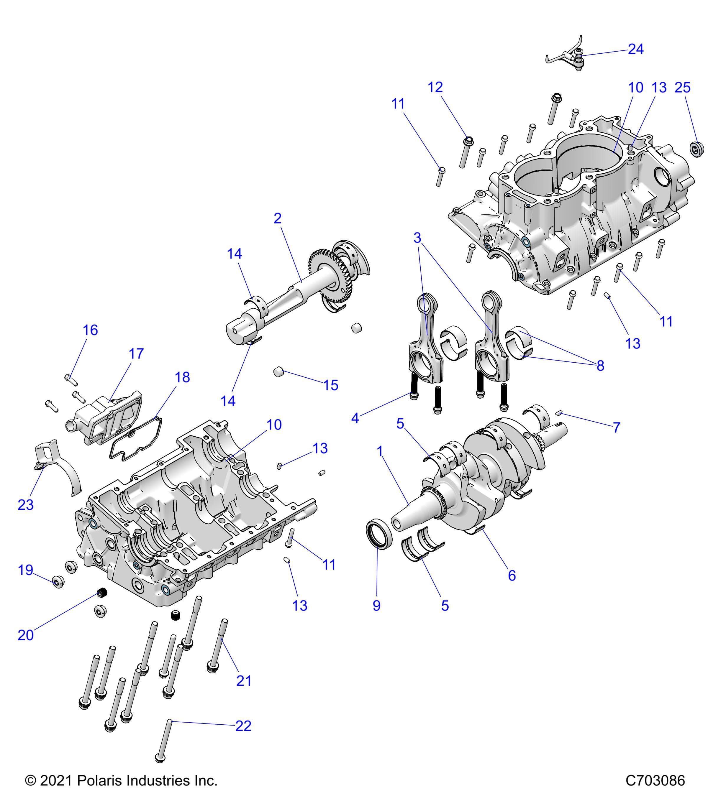2026 RZR XP 1000 ULTIMATE β ENGINE, CRANKCASE AND CRANKSHAFT - Z26NET99A4/B4/A6/B6 (C703086) diagram