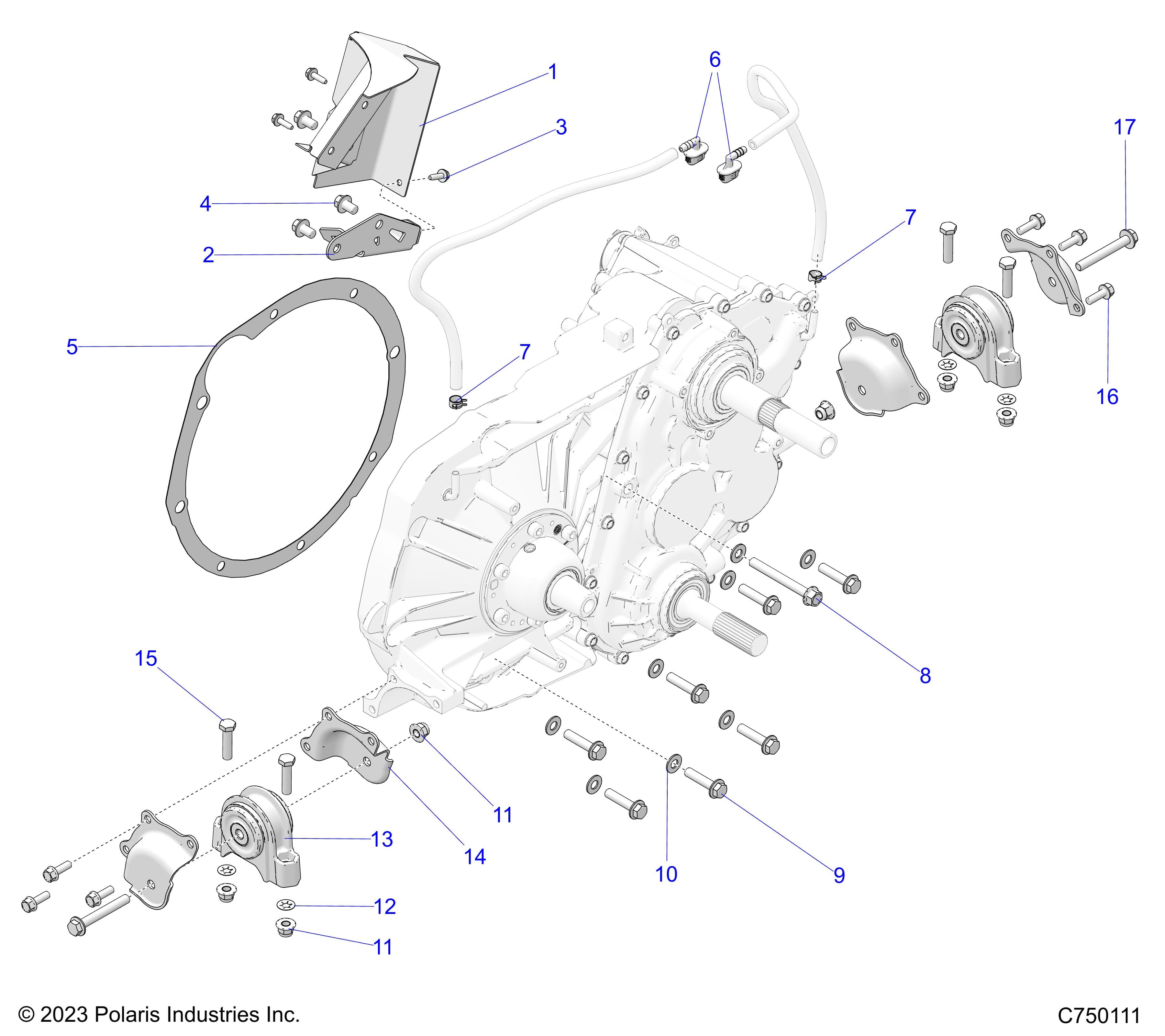 2026 RZR PRO R LE β DRIVE TRAIN, GEARCASE, MAIN, MOUNTING - Z26RPP2KBL (C750111) diagram