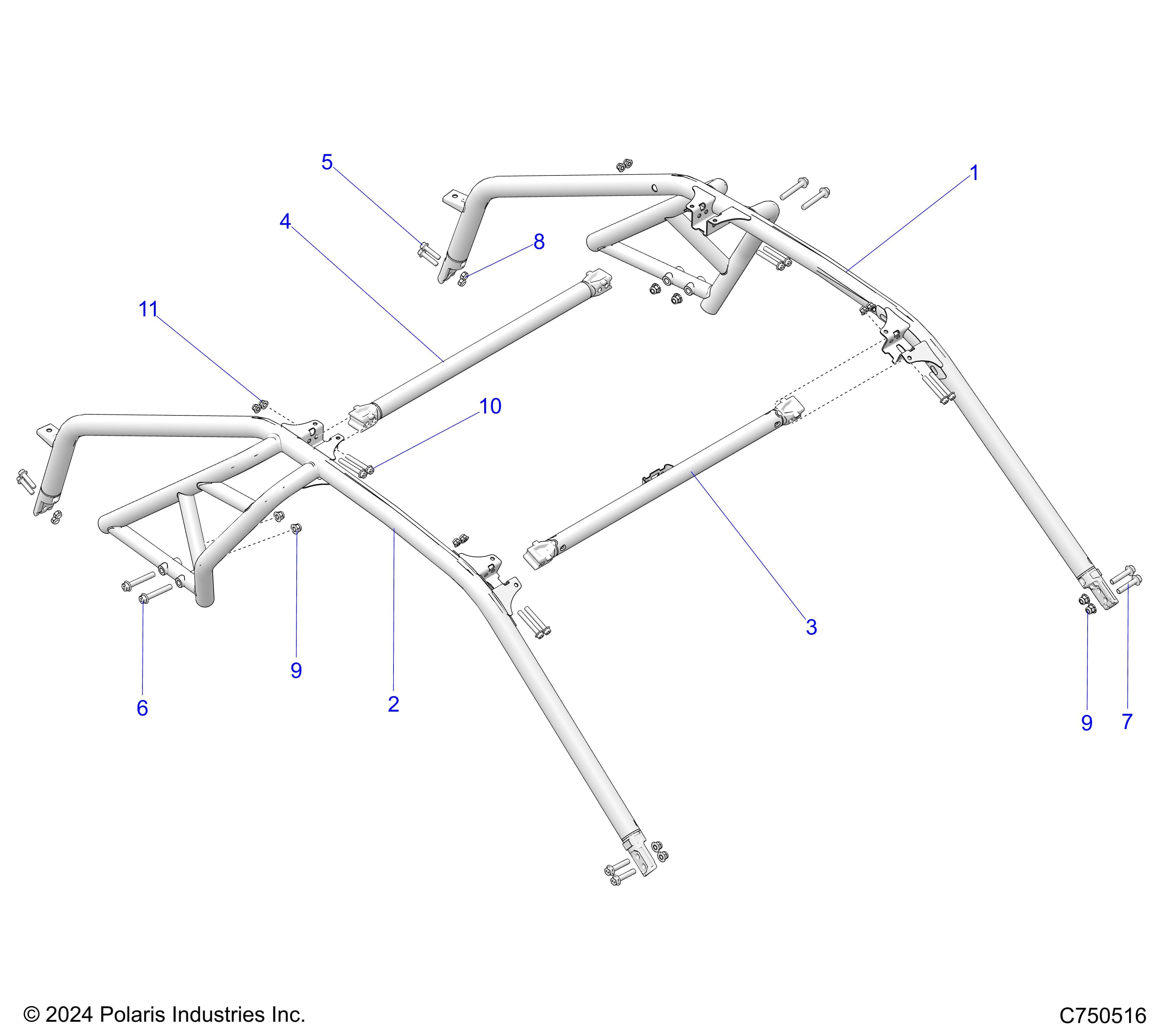 2026 RZR PRO S SPORT β CHASSIS, CAB FRAME - Z26SPE92A4/B4/A6/B6 (C750516) diagram