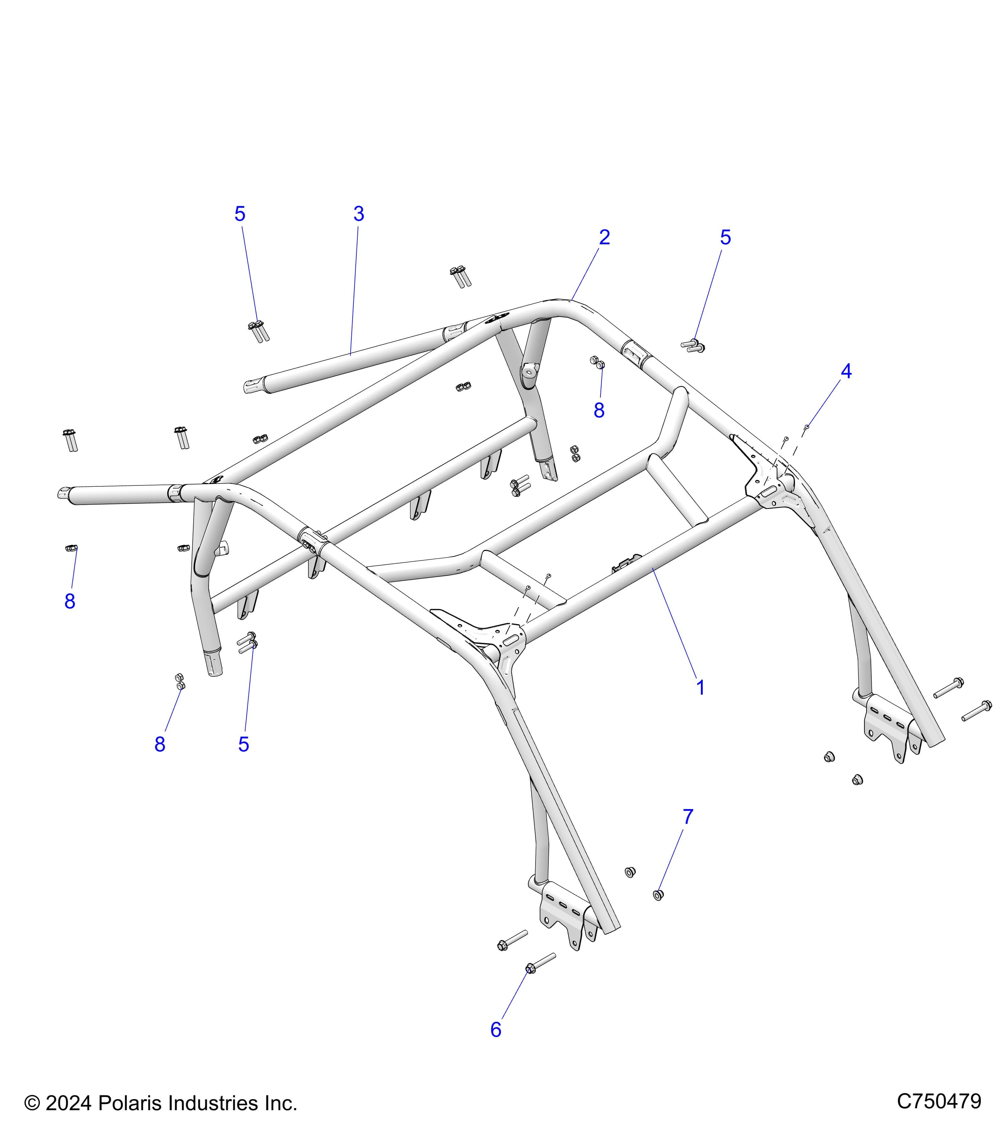2026 RZR XP S 1000 SPORT β CHASSIS, CAB FRAME - Z26NEX99A4/B4/A6/B6 (C750479) diagram