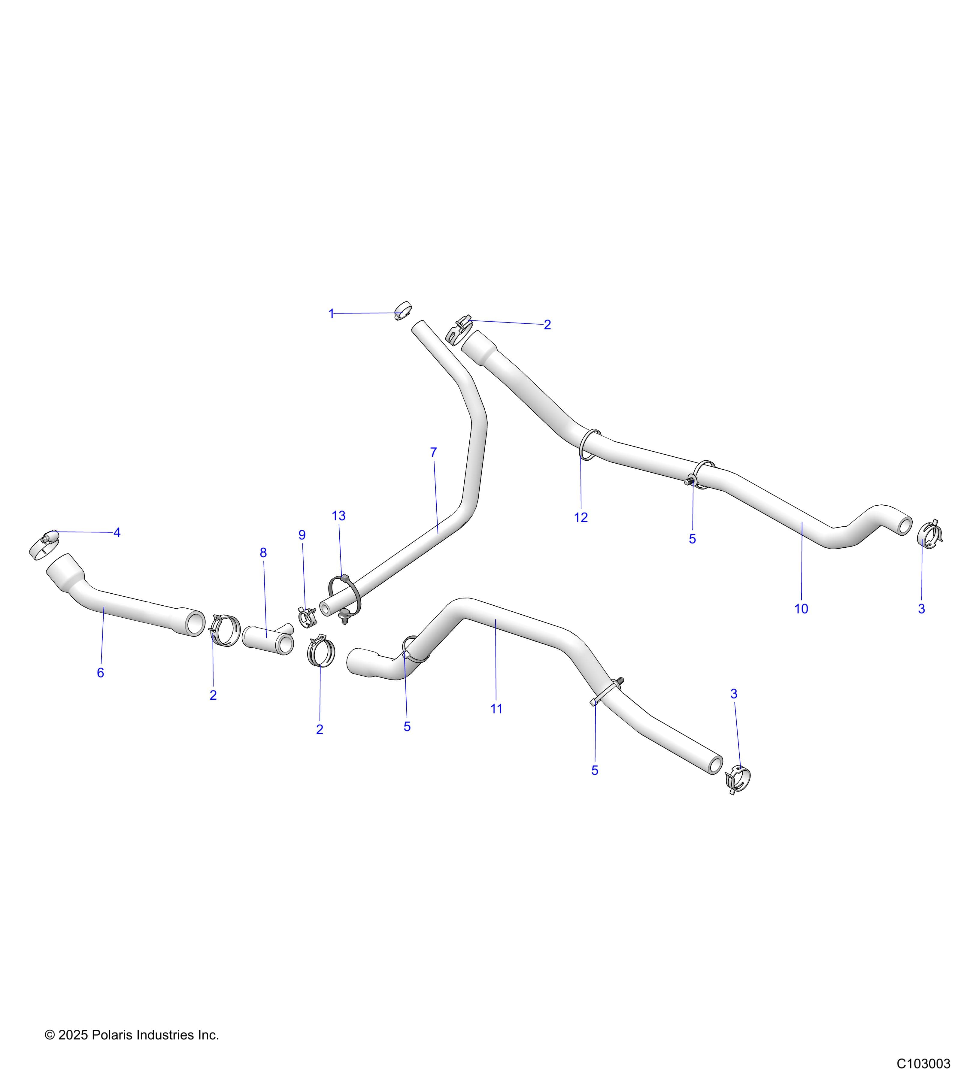 2026 SPORTSMAN 570 6X6 EPS 49S β ENGINE, COOLING SYSTEM, HOSES - A26SKE57A1 (C103003) diagram