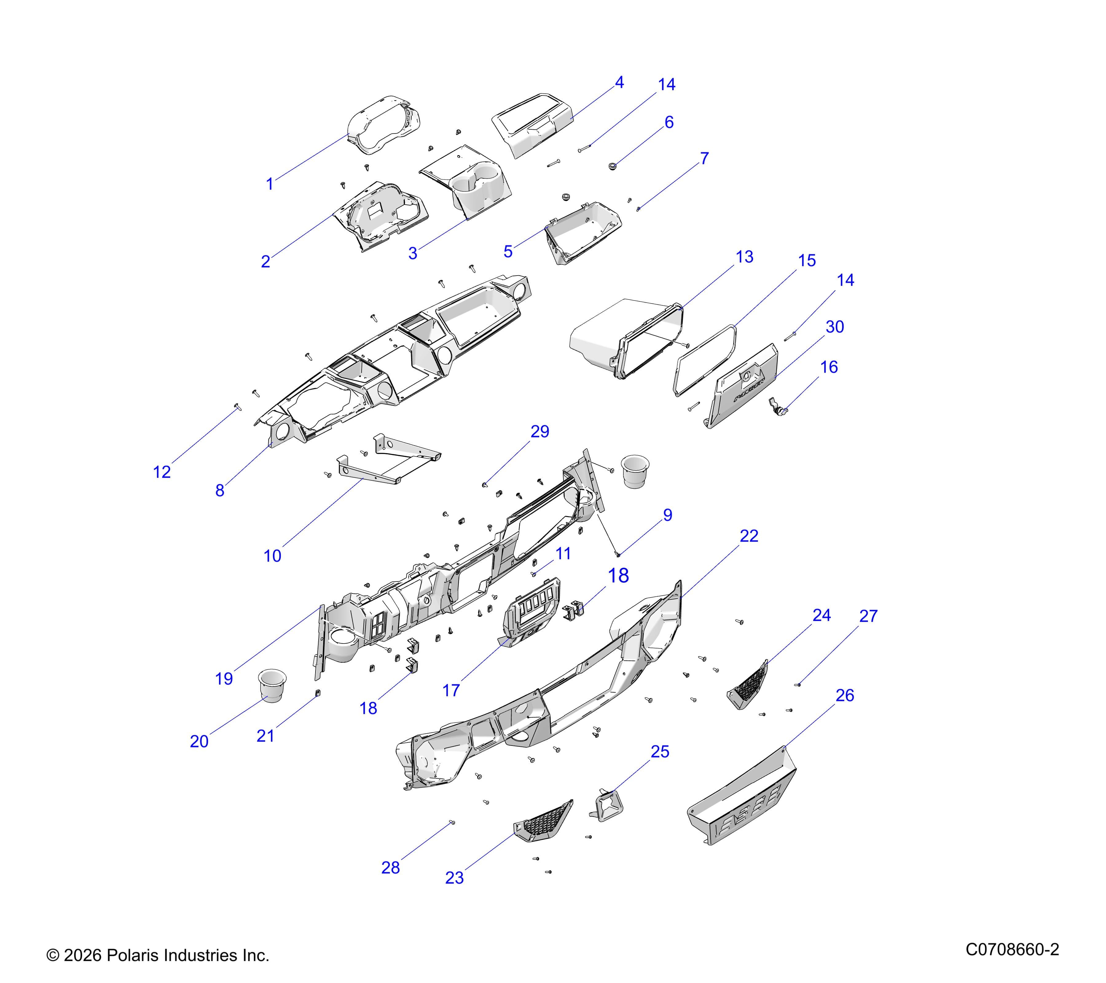 2026 RANGER 1000 XP CREW NSTR PREMIUM β BODY, DASH diagram