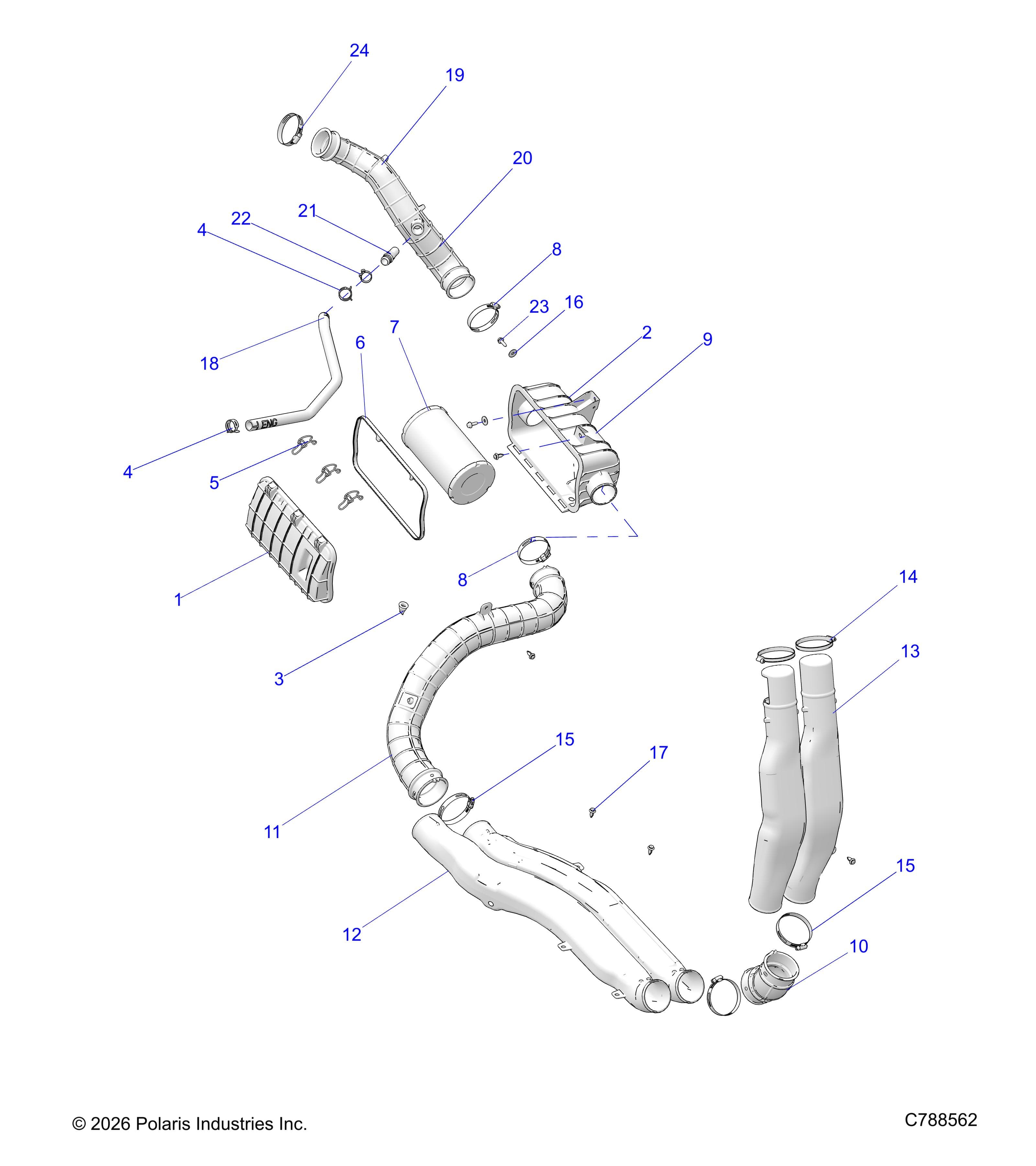 2026 RANGER 1000 XP NSTR ULTIMATE TRAIL BOSS β ENGINE, AIR INTAKE SYSTEM - R26RRV99AK (C788562) diagram