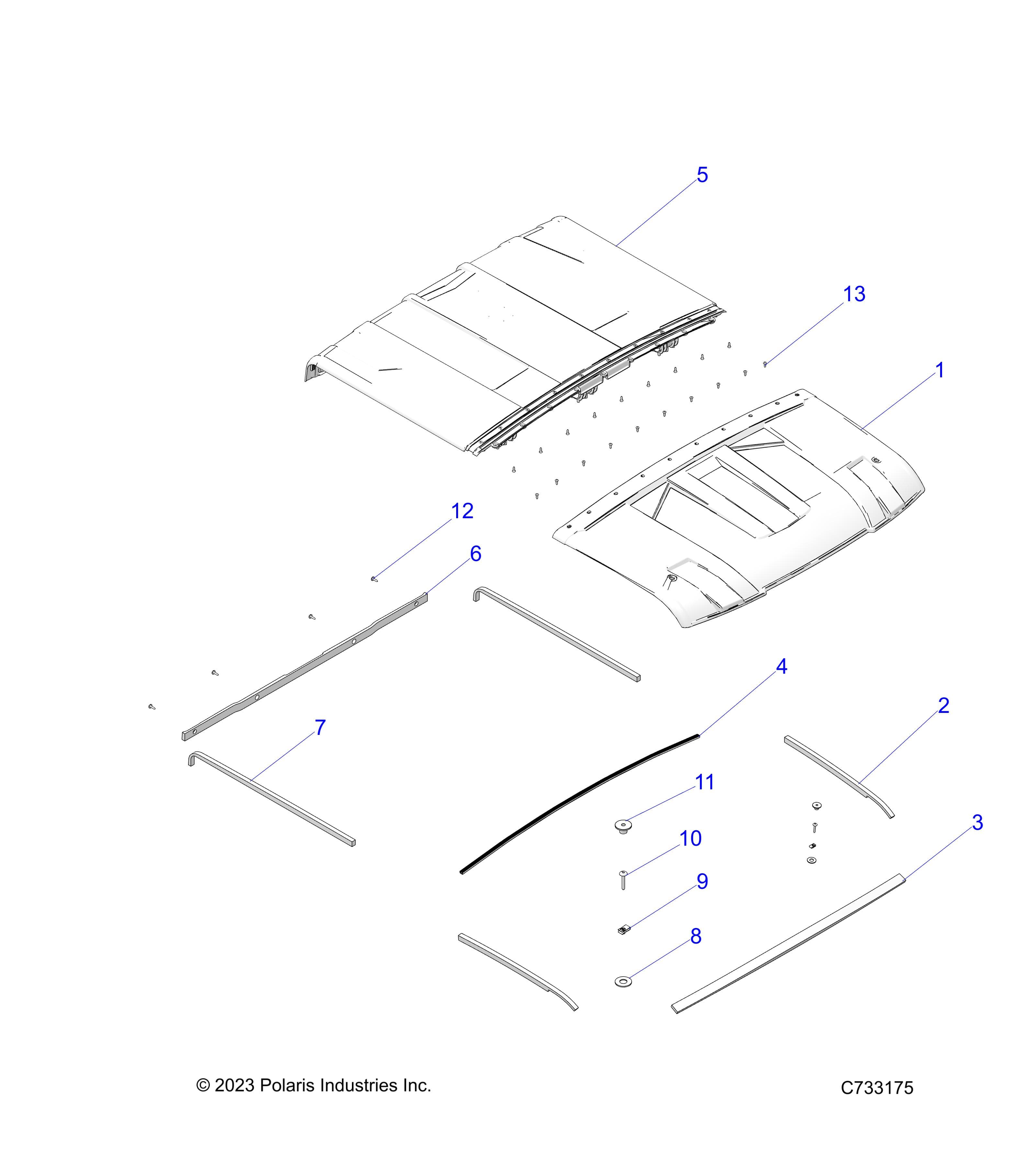 2026 RANGER 1000 XP CREW PREMIUM β BODY, ROOF - R26RSE99A9/B9/AF/BF/AH/BH/AB/BB/AS/BS (C733175) diagram