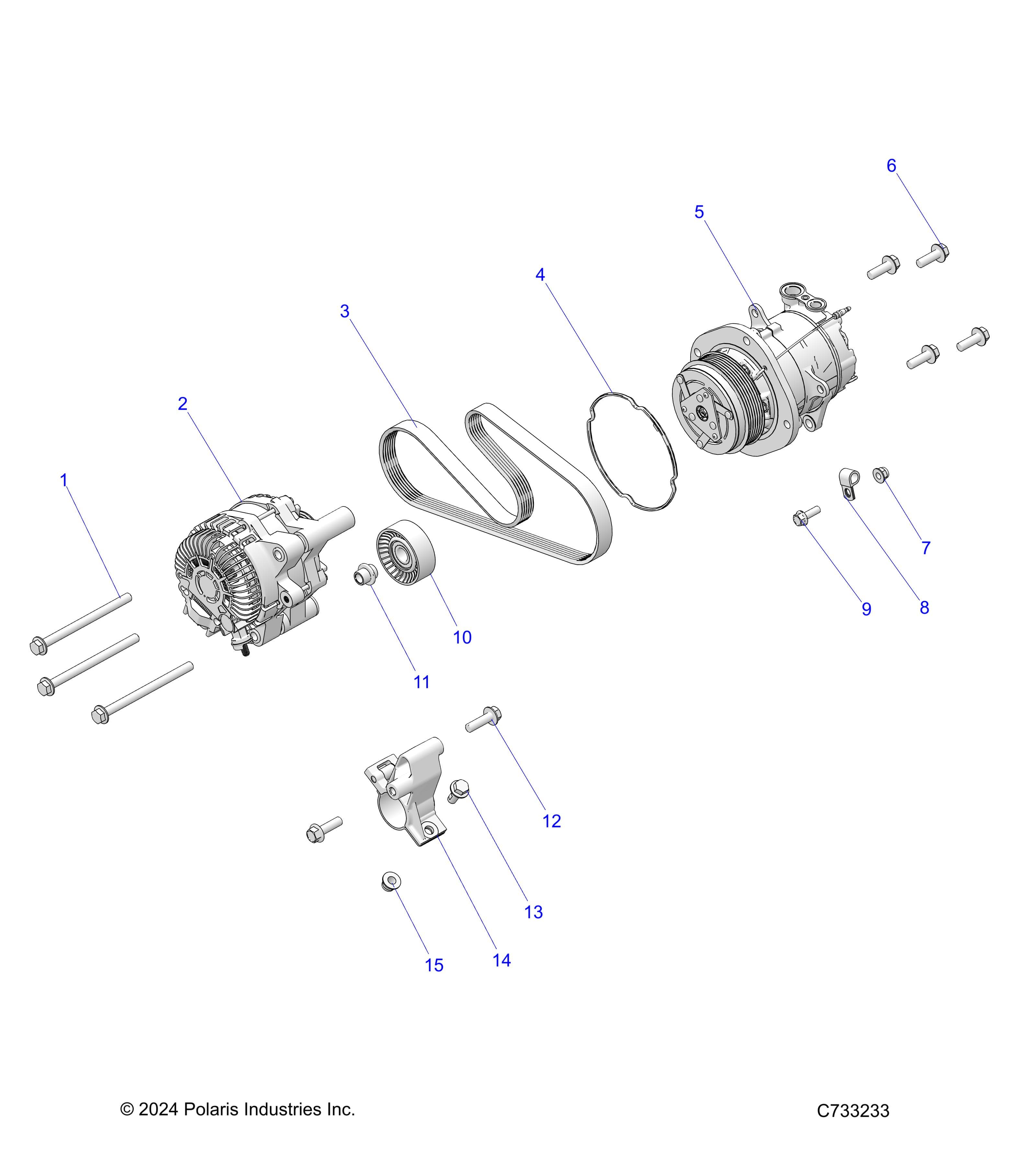 2026 RANGER 1000 XP CREW NORTHSTAR TEXAS EDITION β ENGINE, ALTERNATOR & COMPRESSOR - R26RST99AL (C733233) diagram