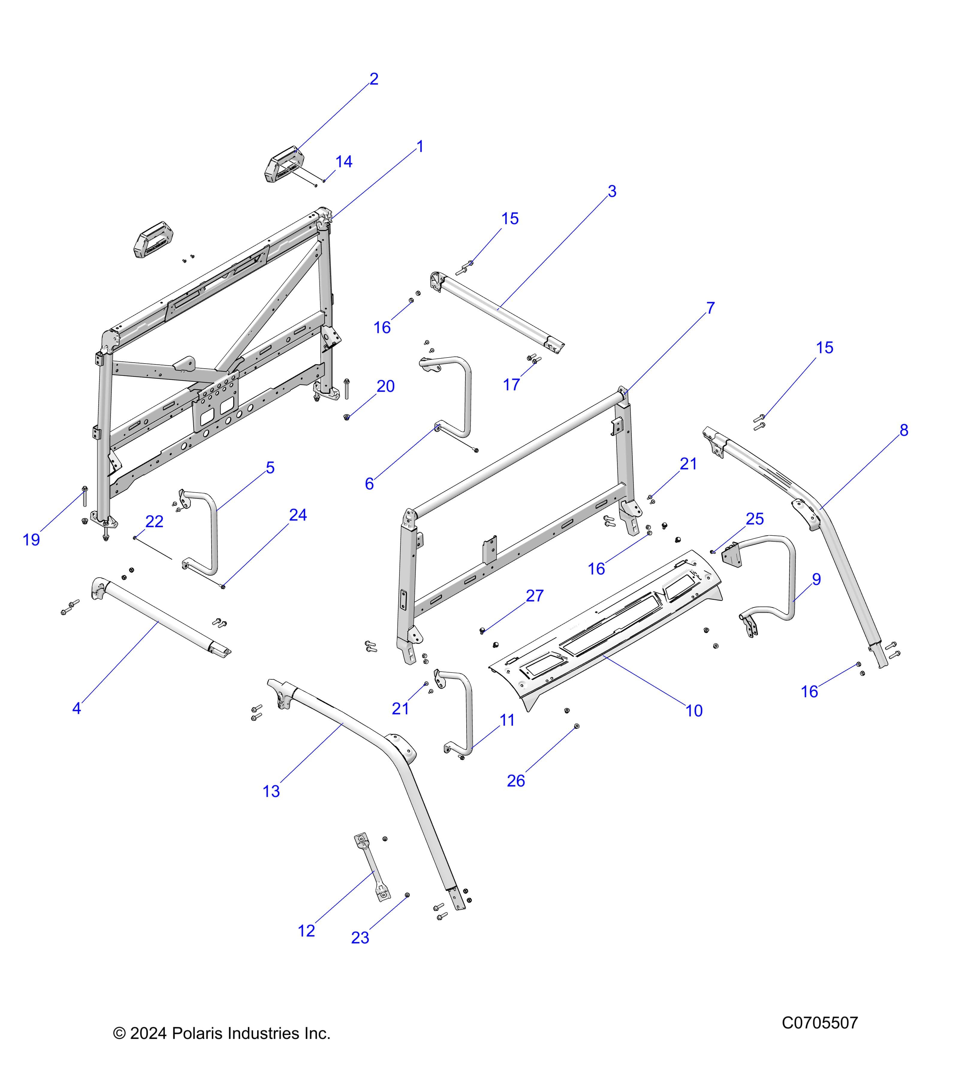 2026 RANGER 1000 XP CREW PREMIUM β CHASSIS, CAB FRAME - R26RSE99A9/B9/AF/BF/AH/BH/AB/BB/AS/BS (C0705507) diagram