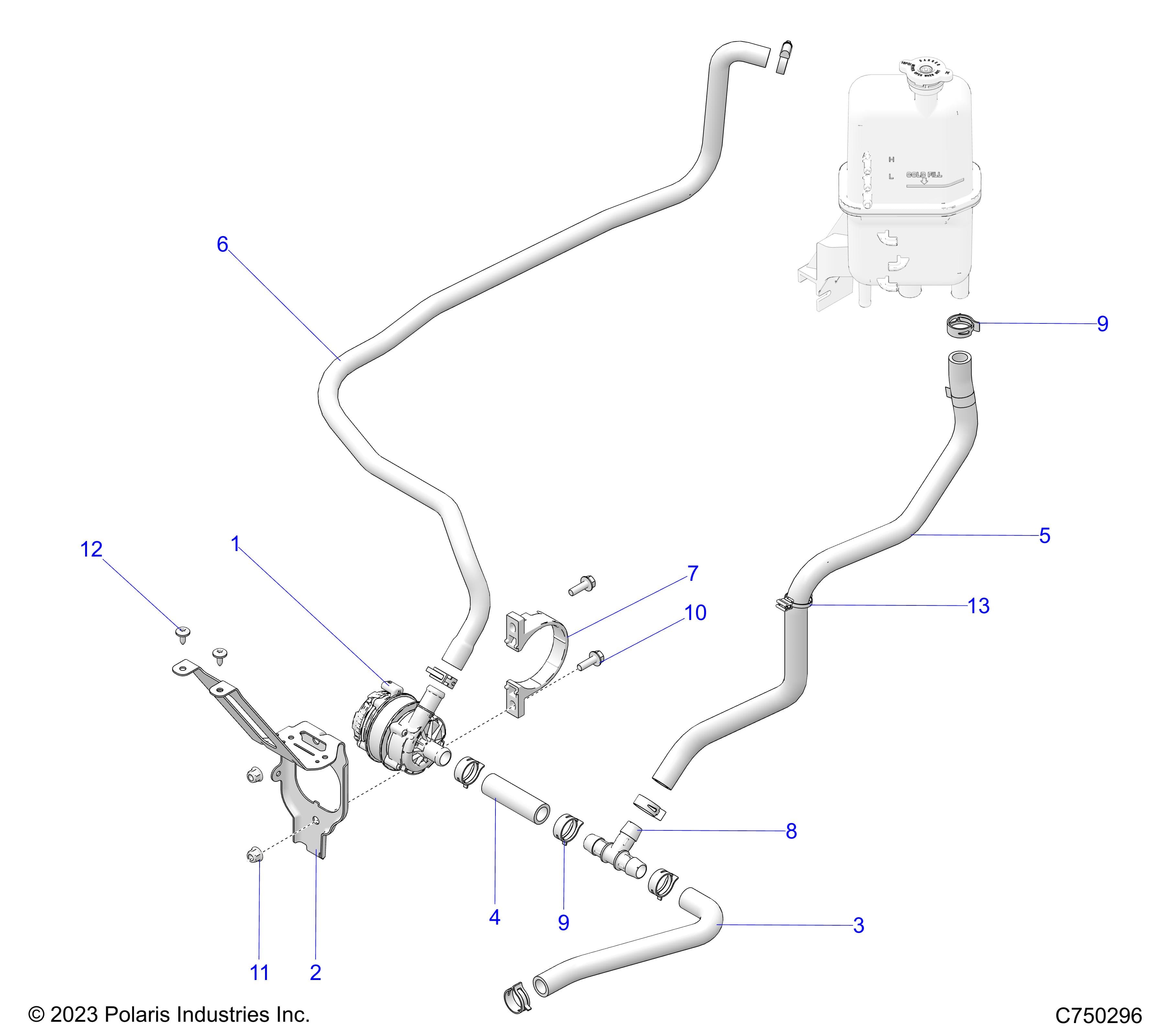 2026 RZR PRO S4 ULTIMATE EVP,LE β ENGINE, COOLING, WATERPUMP ASM. - Z26S4P92BL (C750296) diagram